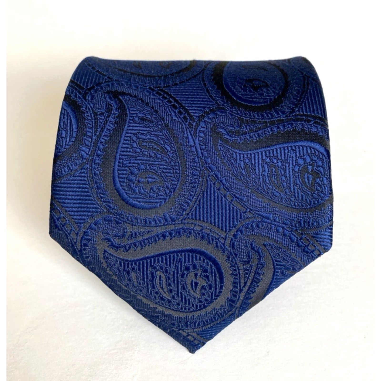 Giorgio Armani Giorgio Armani Men Tie Navy Paisley 100% Silk Made in Italy Long 58.75" Wide 4" Vintage Designer Preppy Retro Mens Size ONE SIZE - 2 Thumbnail