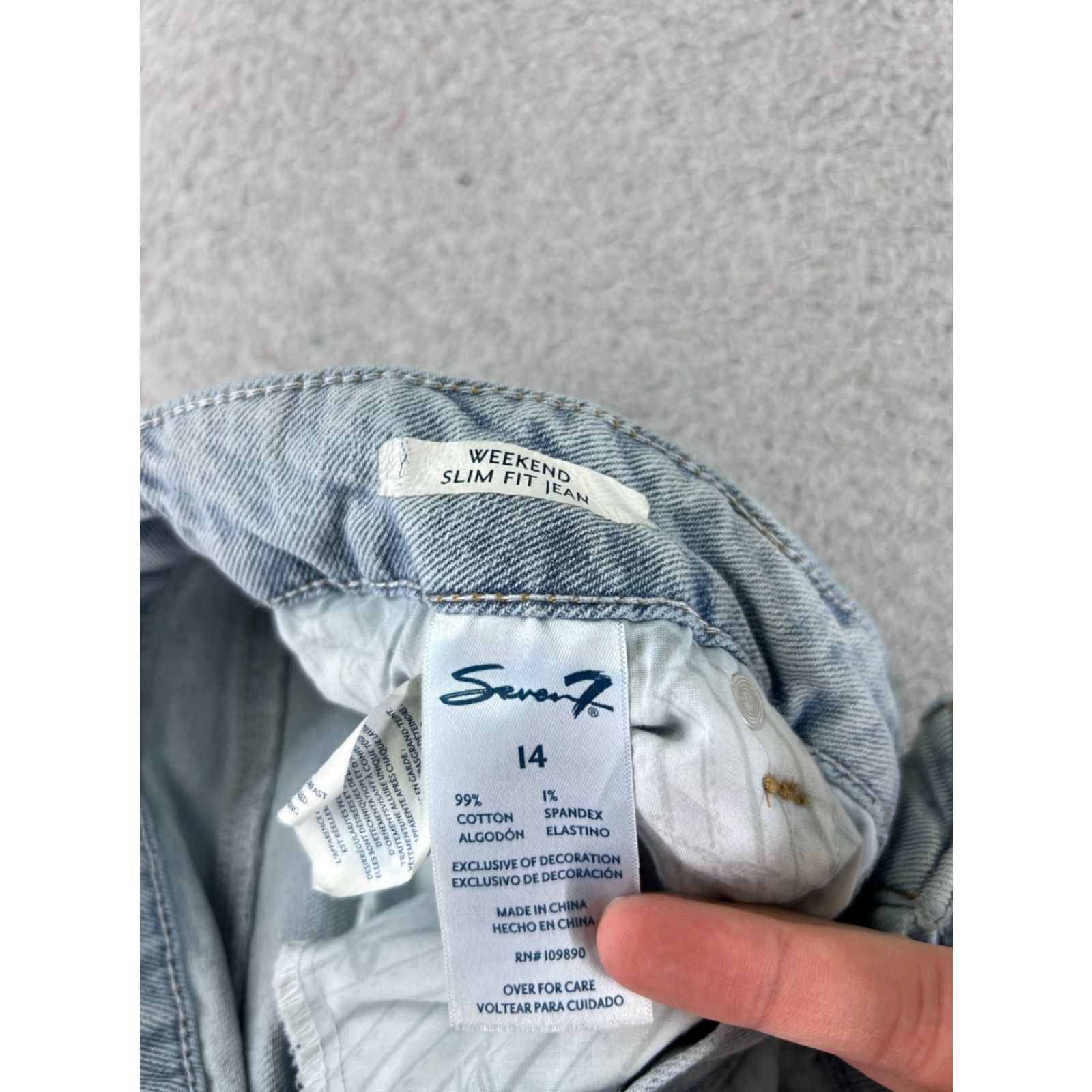 Vintage VINTAGE Seven7 Jeans Women 14 Blue Denim Distressed Light Weekend Slim Fit 32x28 Jeans Size 36" / US 14 / IT 50 - 7 Thumbnail