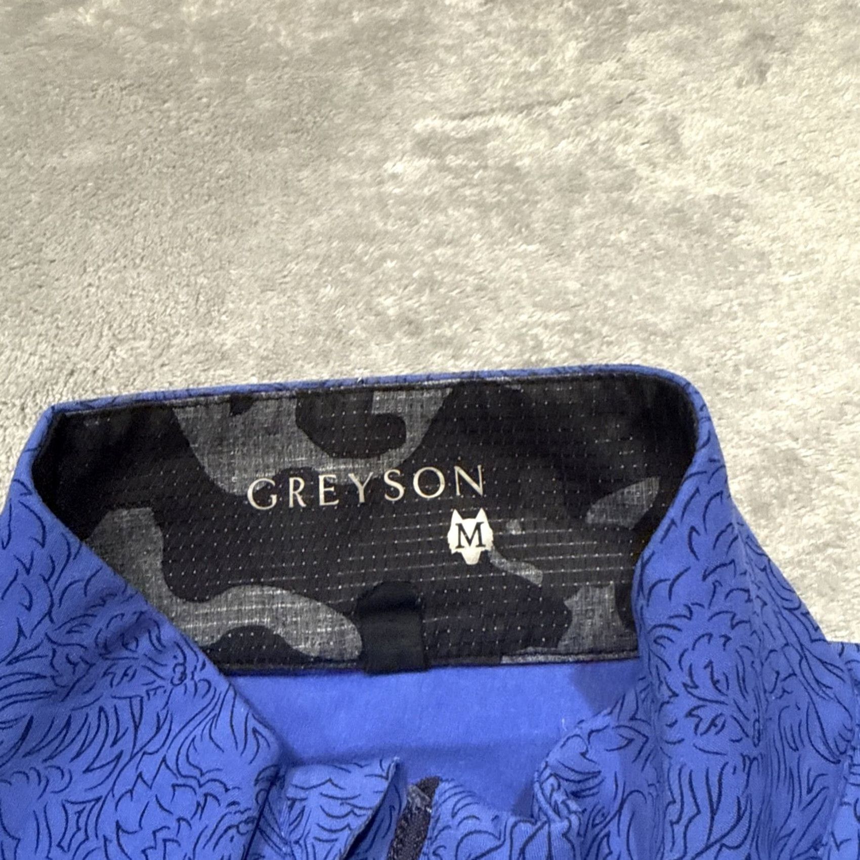 Vintage Greyson Mens Medium Blue Golf Performance Wolf Design 1/4 Zip Pullover Jersey Mock Neck Long Sleeve Shirt Size US M / EU 48-50 / 2 - 4 Thumbnail