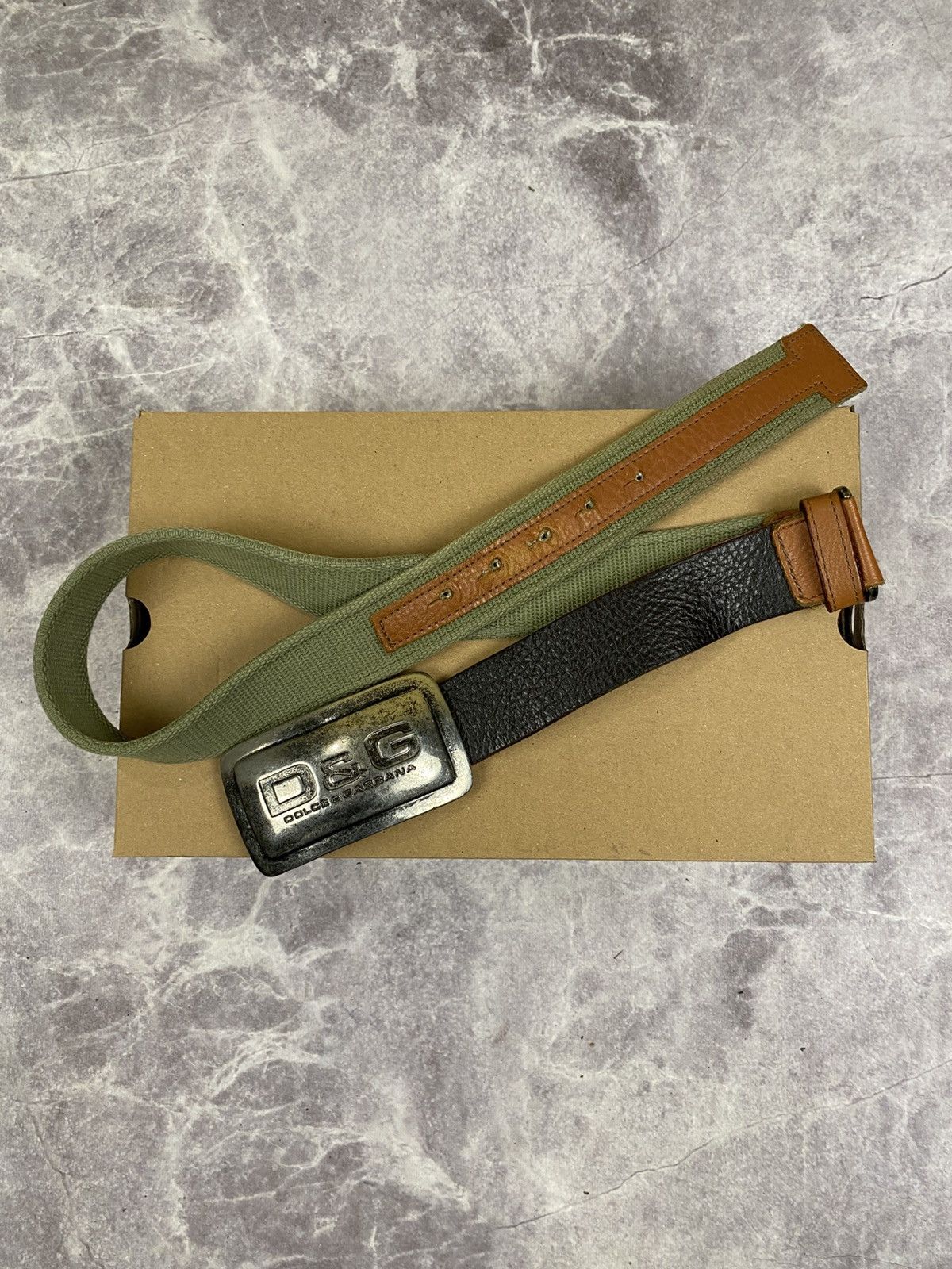 Dolce & Gabbana Dolce Gabbana Canvas and Leather Belt With Big Metal Buckle Size ONE SIZE - 1 Thumbnail