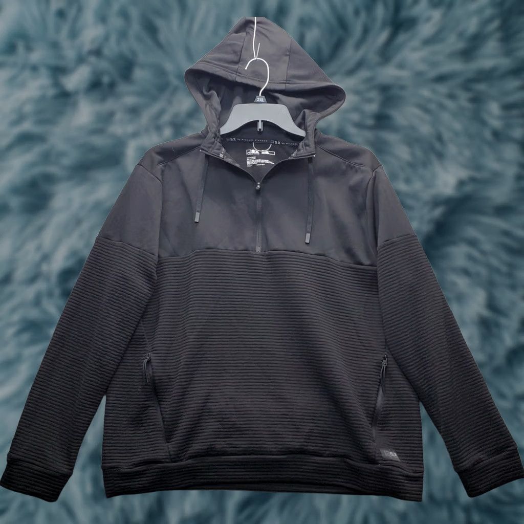 Vintage MSX Michael Strahan Hoodie Mens XL Black Fleece Lined Ribbed Quarter Zip Pullover Size US XL / EU 56 / 4 - 1 Thumbnail