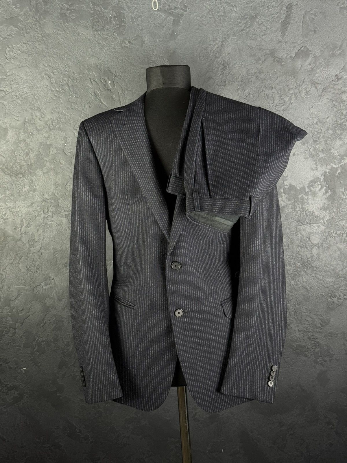 Z Zegna Ermenegildo Z Zegna Navy Striped Wool 2Btn Suit R Drop Deco Size 50R - 1 Thumbnail