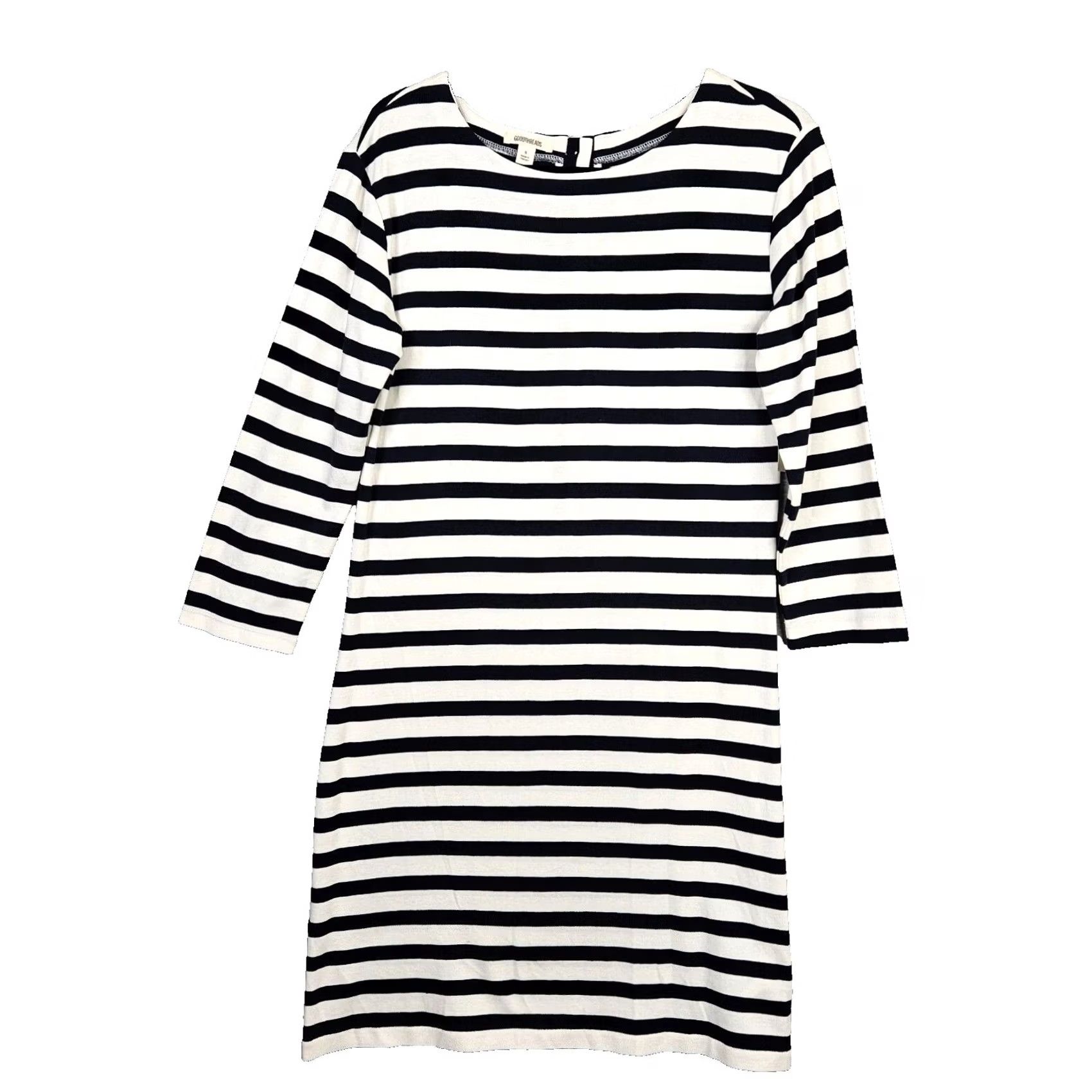 Vintage Goodthreads Women’s Blue White Stripes T-Shirt Dress 3/4 Sleeve Size S NEW Size S / US 4 / IT 40 - 2 Thumbnail