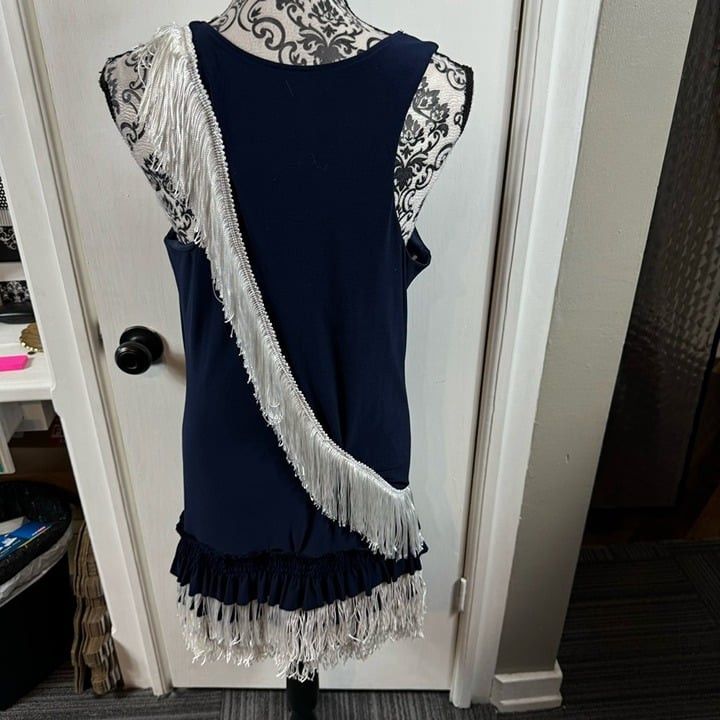 Oleg Cassini Oleg Cassini navy with white fringe flower embellished mini Size XL / US 12-14 / IT 48-50 - 7 Thumbnail