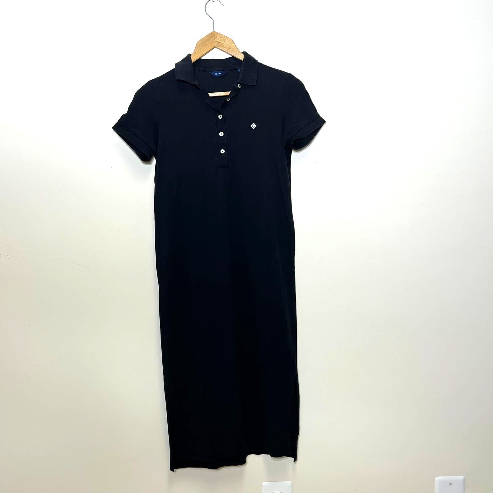 Gant Gant Women Short Sleeve Collared Pique Polo Dress Black XS Size XS / US 0-2 / IT 36-38 - 1 Thumbnail