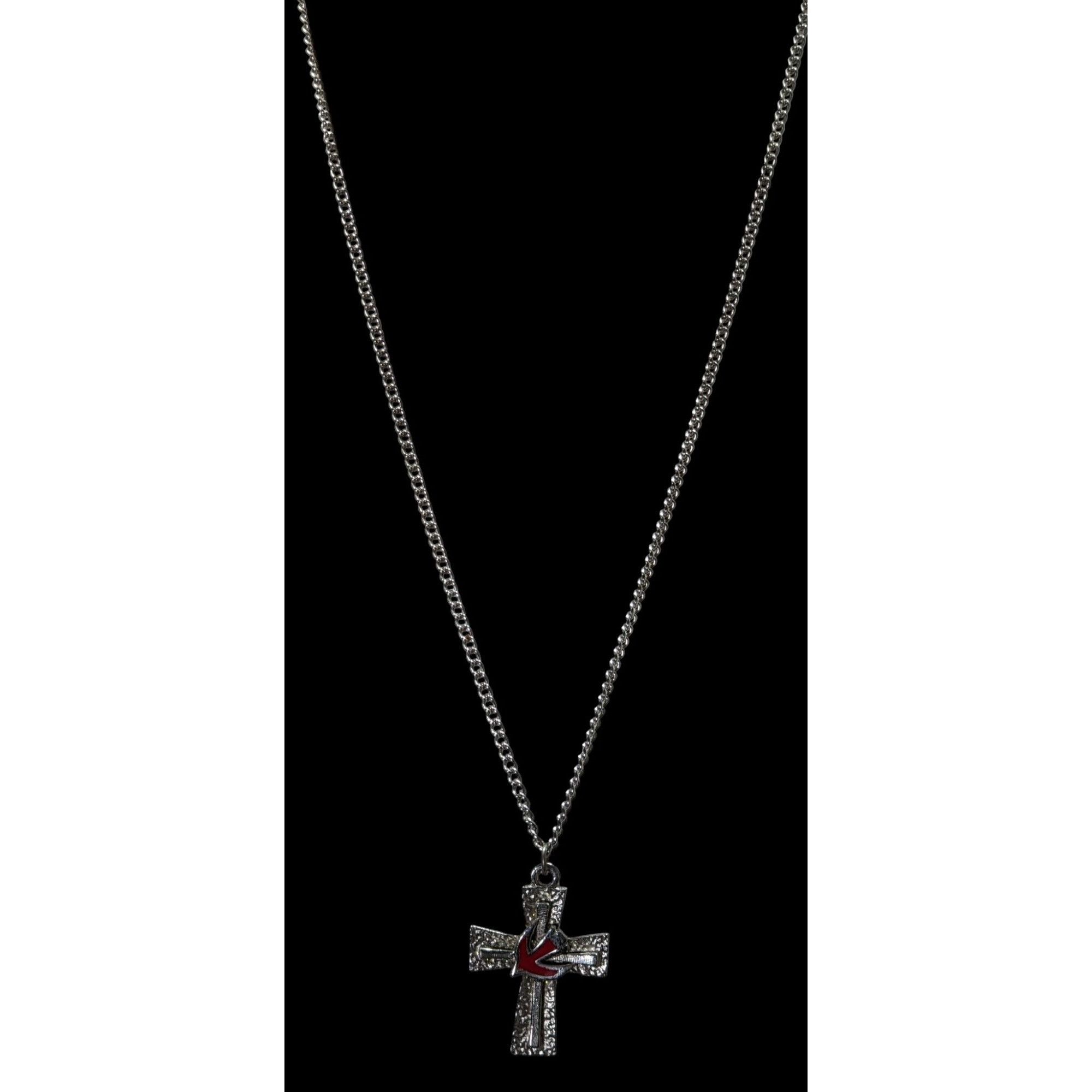 Other Vintage Cross Necklace Silver Tone With Red Enamel Dove Size ONE SIZE - 2 Thumbnail