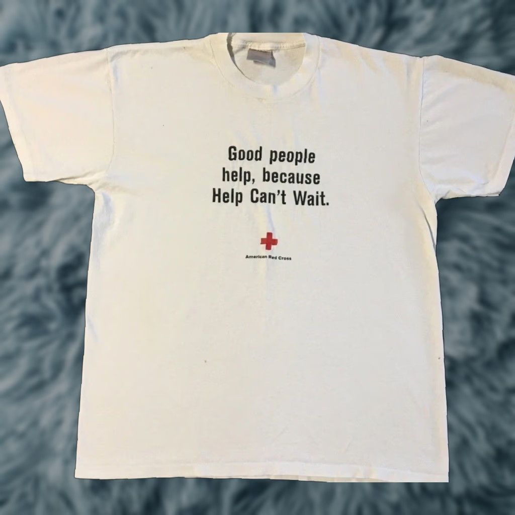 Vintage VINTAGE Red Cross Help Can’t Wait Faded Promo Shirt XL Doctor Nurse 90s 80s Grunge White T-Shirt Mens Slim? Size US XL / EU 56 / 4 - 1 Thumbnail
