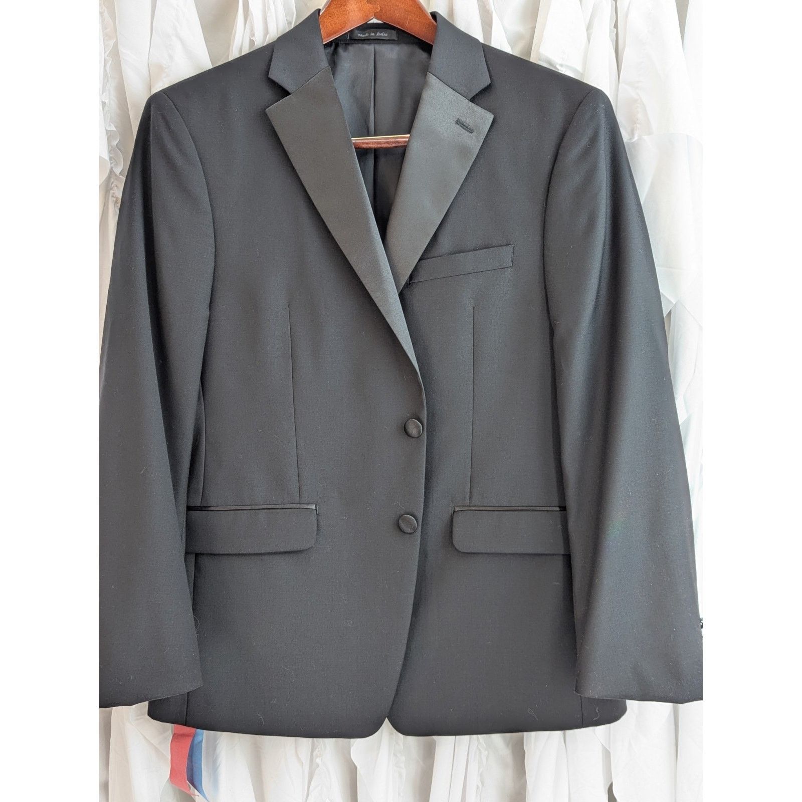 Calvin Klein Tuxedo Jacket Size 42S 100% Wool 2 Button Notch Lapel Size 42S - 18 Thumbnail