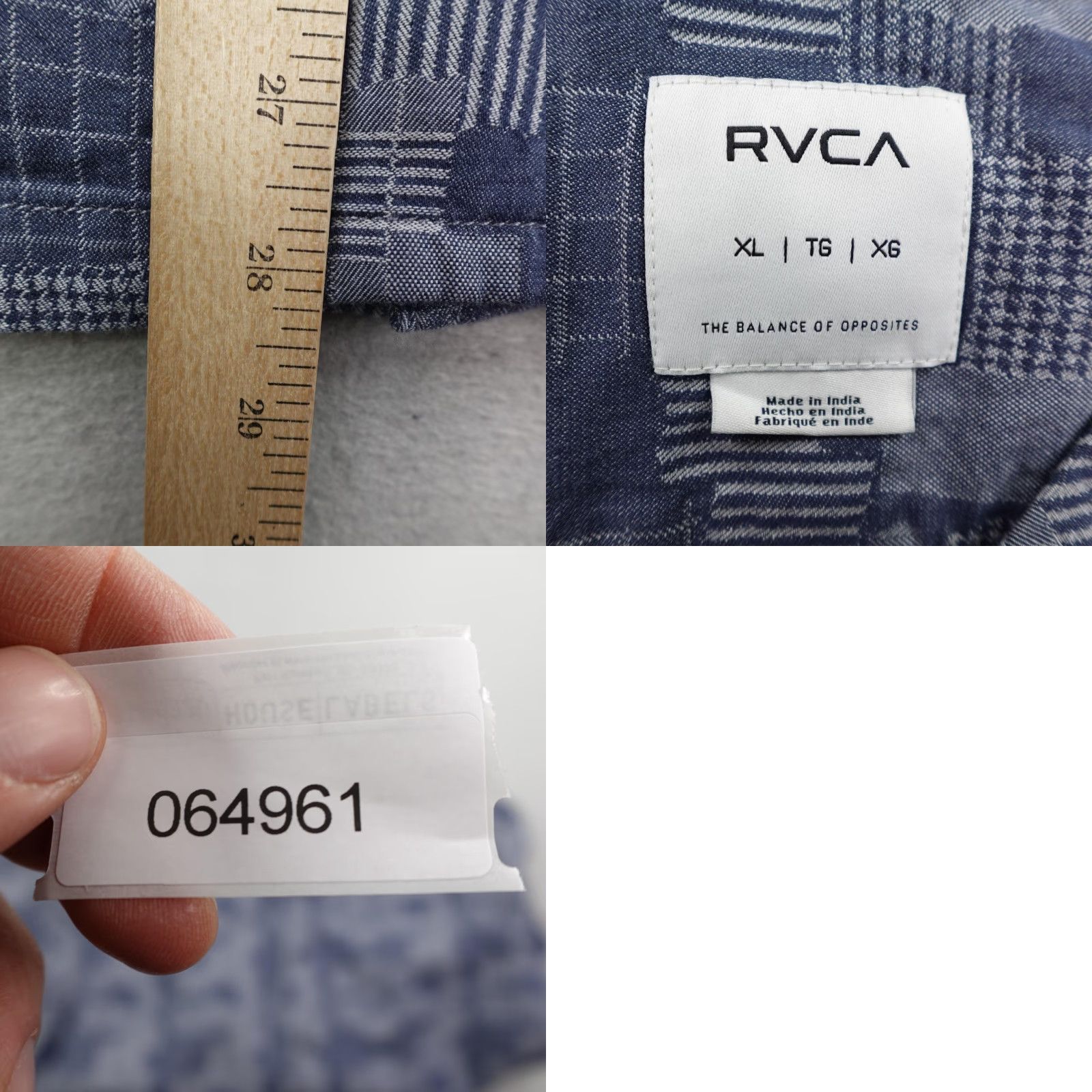 RVCA VINTAGE RVCA Shirt Mens XL Blue Button-Up Geometric Skate Surf Camp Beach Casual 90s Mens XLBlue Geometric Pattern Buttons Size US XL / EU 56 / 4 - 8 Thumbnail