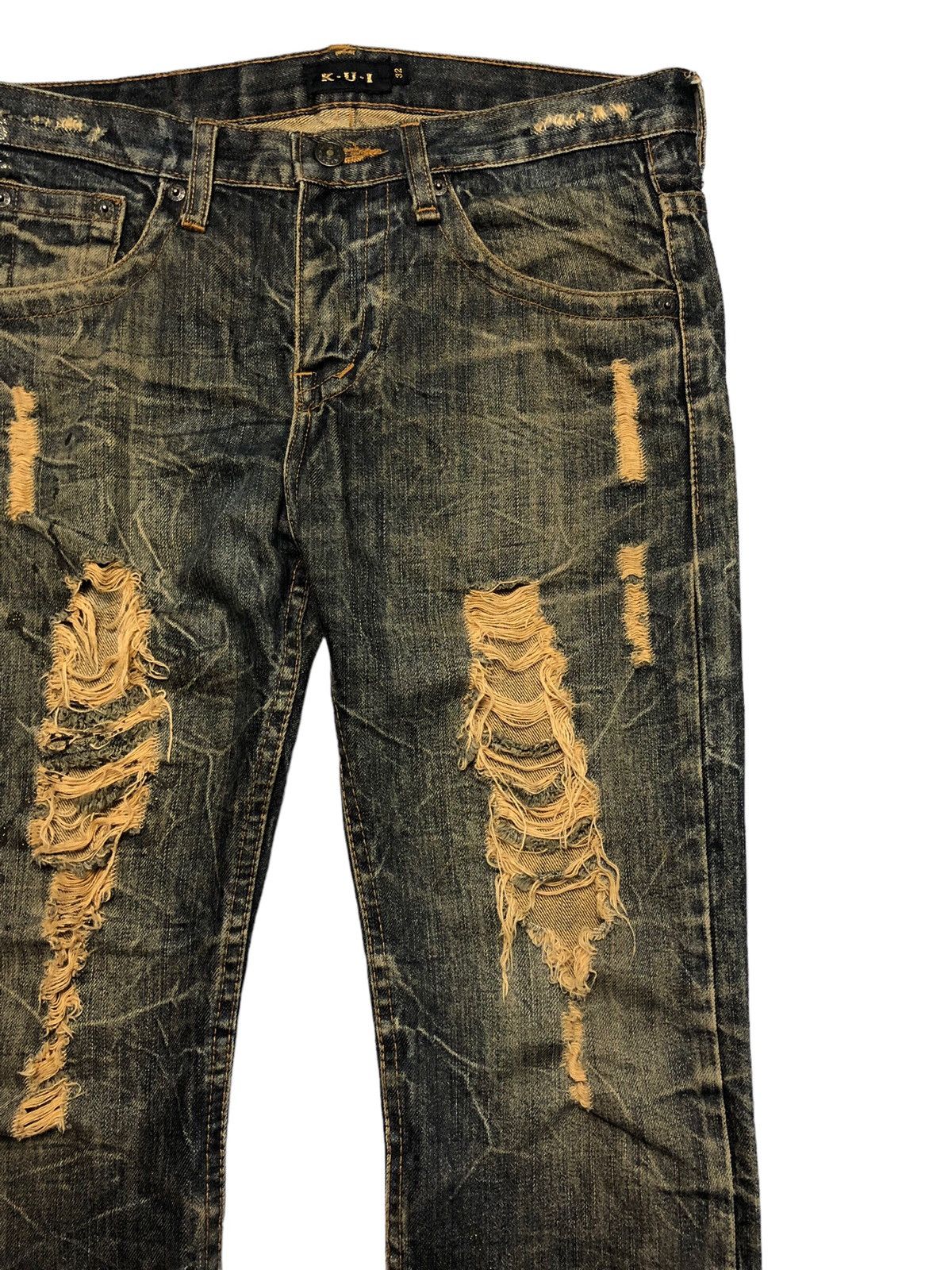 Japanese Brand Japanese Brand KUI distressed glitter rusty denim pants Size US 33 - 10 Thumbnail