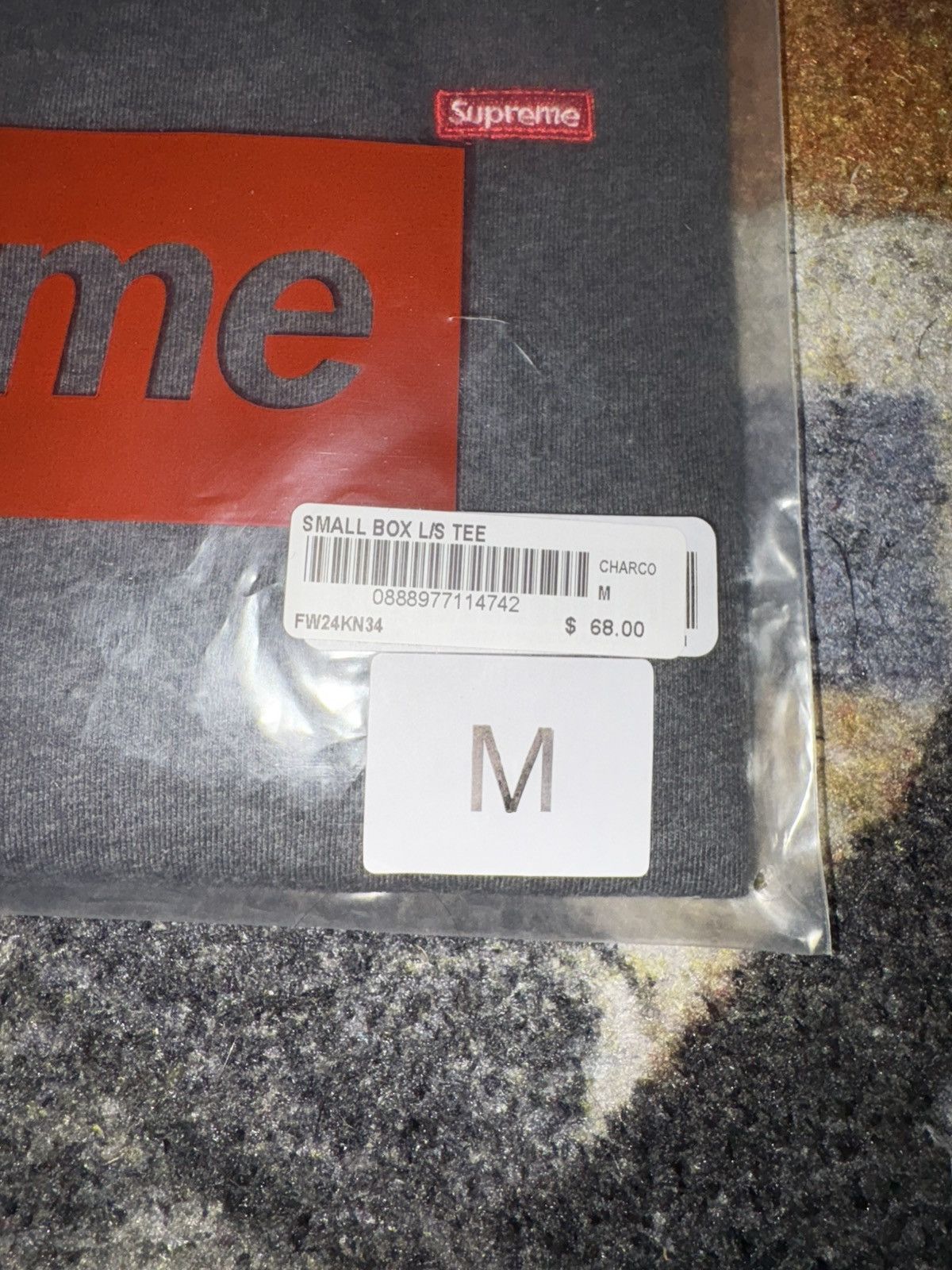 Supreme Small Box L/S Tee Charcoal