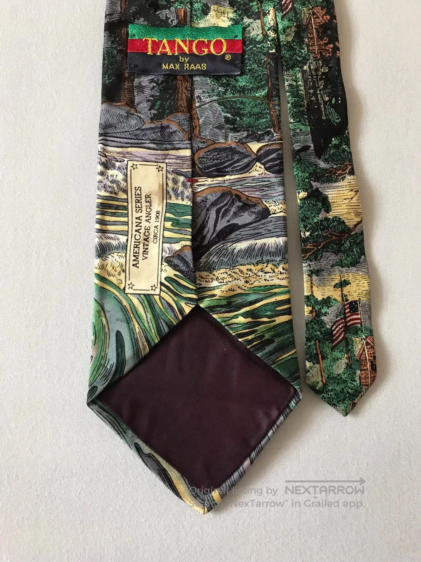 Vintage Vintage Oil Painting Fishing Tango Tie. Size ONE SIZE - 6 Thumbnail