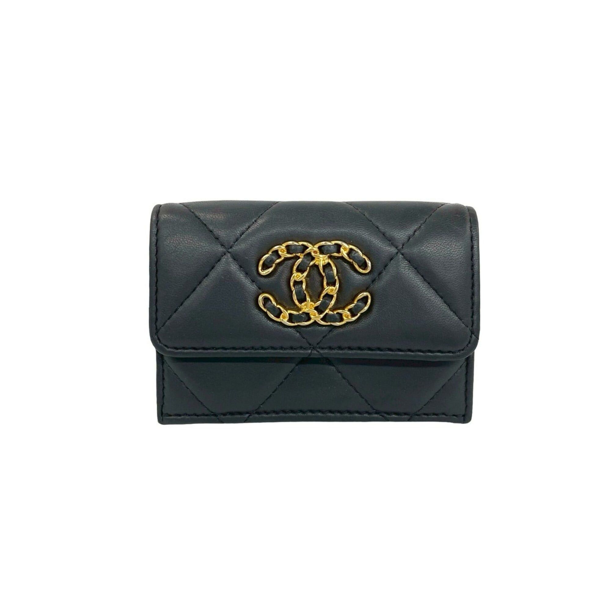 Chanel Chanel 19 Coco Mark Lambskin Leather Tri-fold Wallet Mini Gray 35953 Size ONE SIZE - 1 Thumbnail