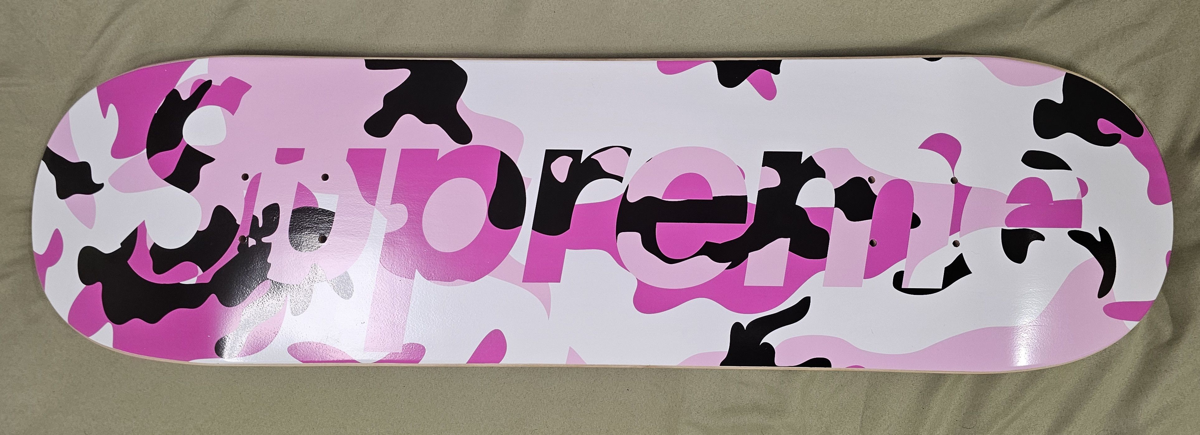 image of Supreme Camo Logo Skateboard Deck in Pink Camo, Men's