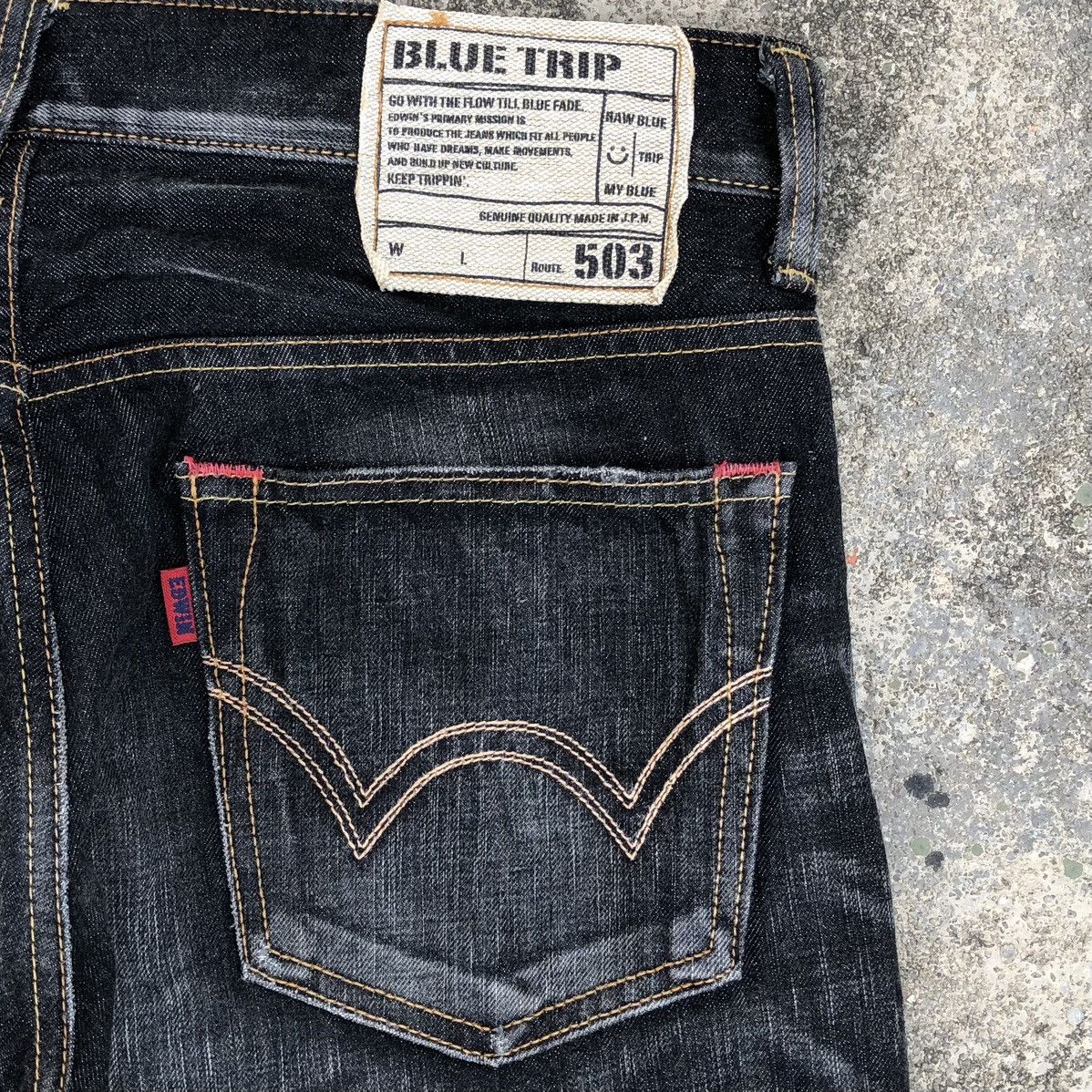 Edwin Vintage Edwin Blue Trip 503 Distressed Denim Jeans Size US 32 / EU 48 - 12 Thumbnail