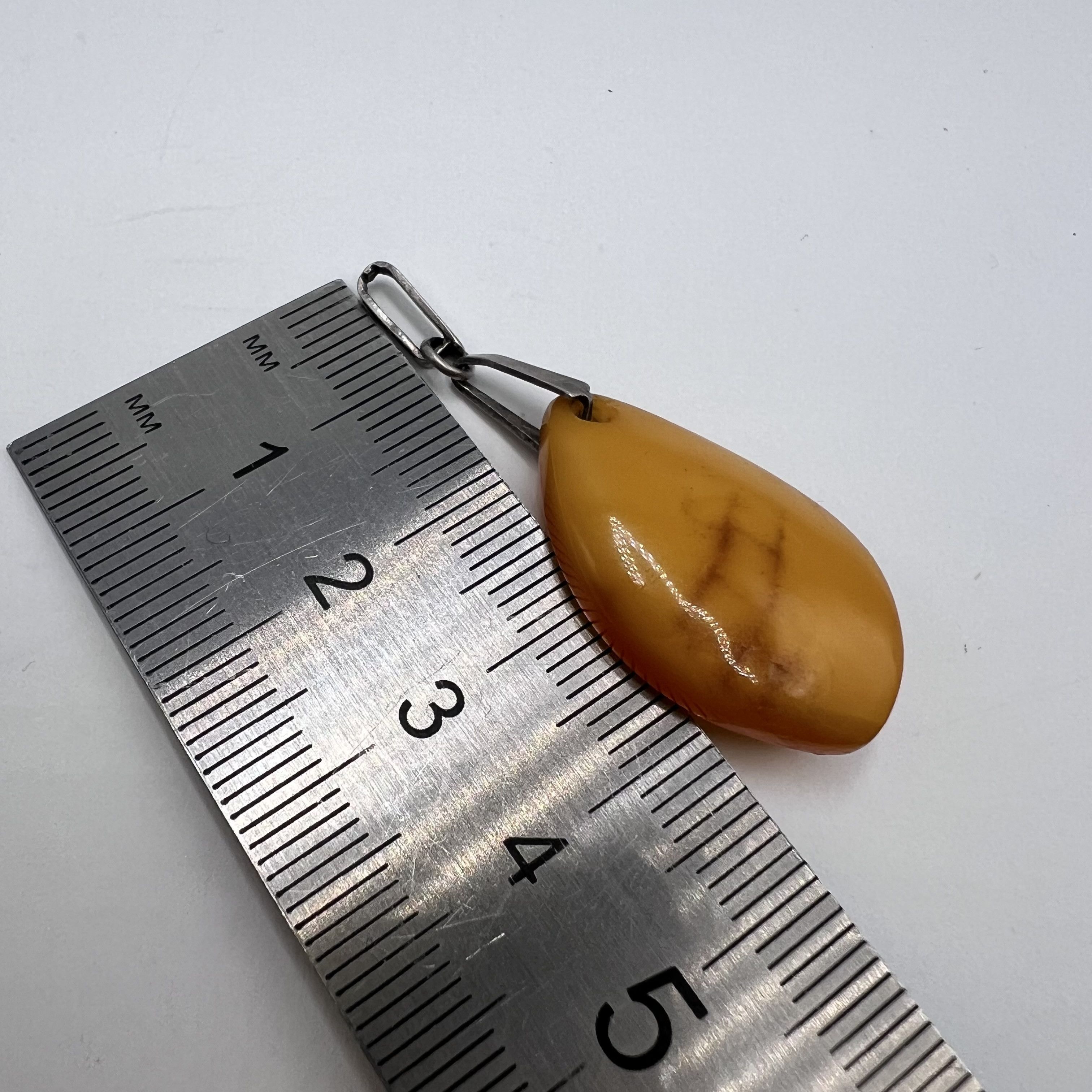 Vintage Vintage USSR Pendant Silver 875 Natural Amber 2.62gr Size ONE SIZE - 4 Thumbnail