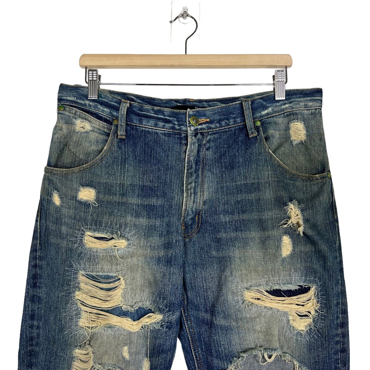 If Six Was Nine 🔥 TTU EXHIBITION DISTRESSED DENIM BROKEN DYED Size US 34 / EU 50 - 3 Thumbnail