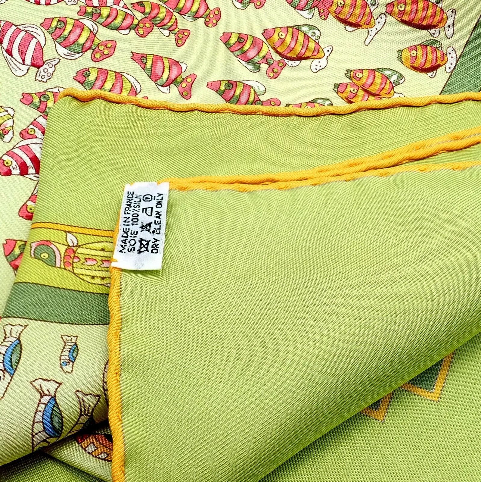 Hermes Hermes Key Lime Rencontre Oceane Vintage 90cm Silk Scarf Size ONE SIZE - 5 Thumbnail