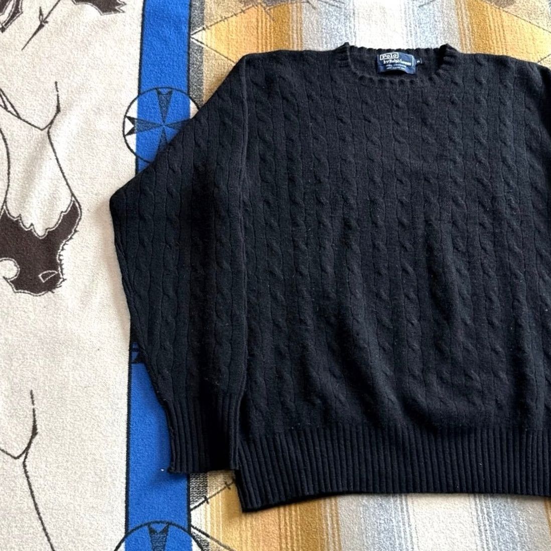 Polo Ralph Lauren VINTAGE Polo Ralph Lauren Mens XL Black Cashmere Sweater Cable Knit 90s Size US XL / EU 56 / 4 - 4 Thumbnail