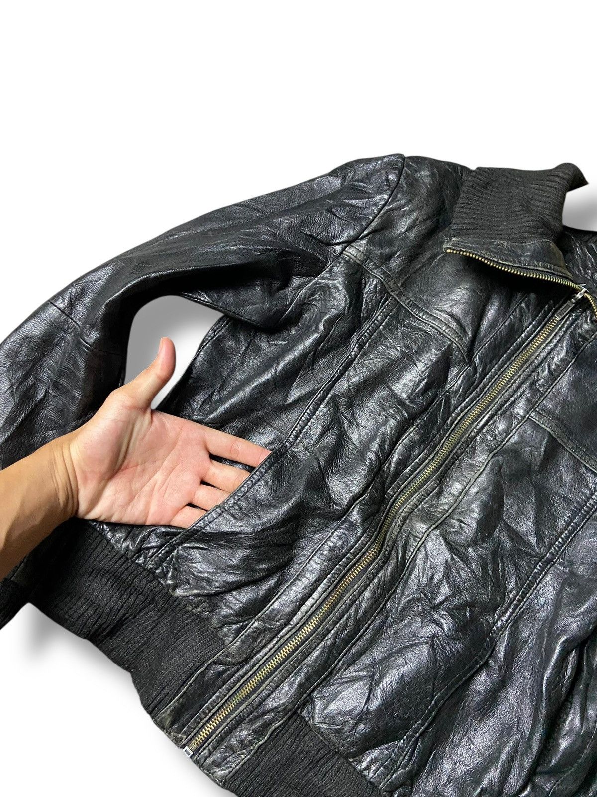 Japanese Brand SAMJAD Brand Crop Leather Jacket (141) Size US M / EU 48-50 / 2 - 4 Thumbnail