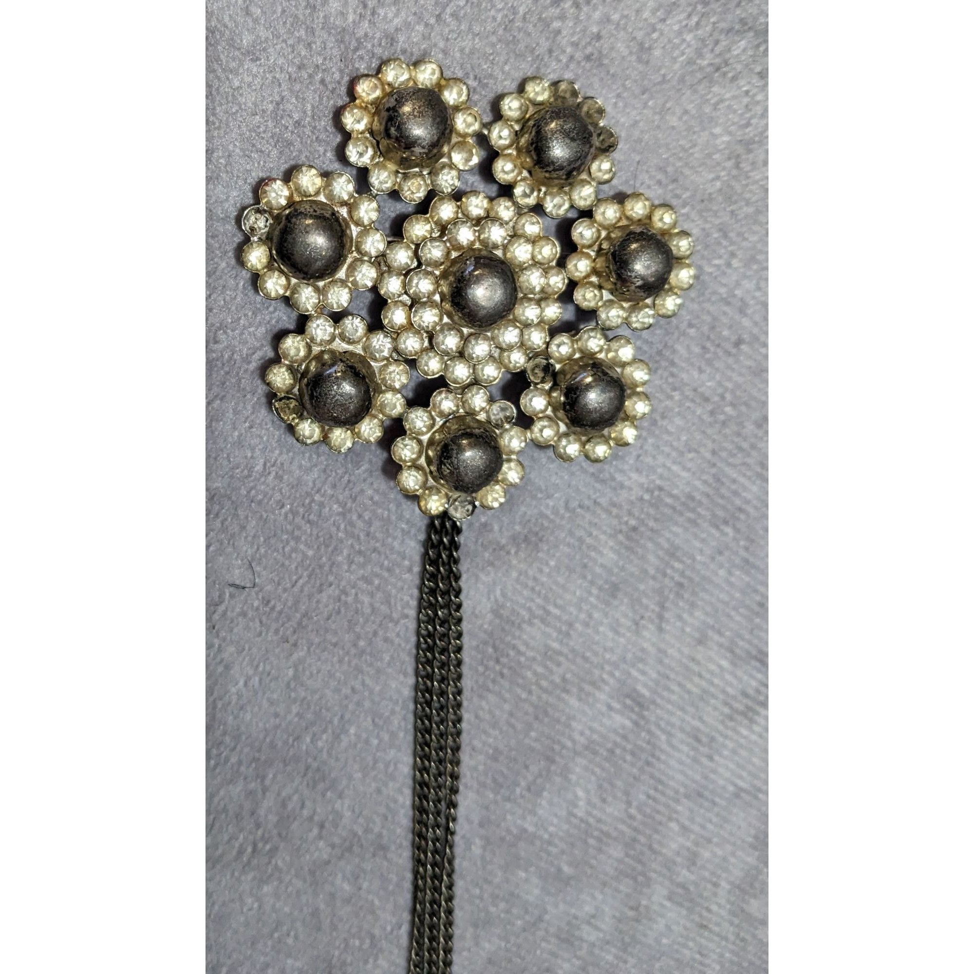 Other Vintage Brutalist Floral Rhinestone Chain Brooch Size ONE SIZE - 5 Thumbnail