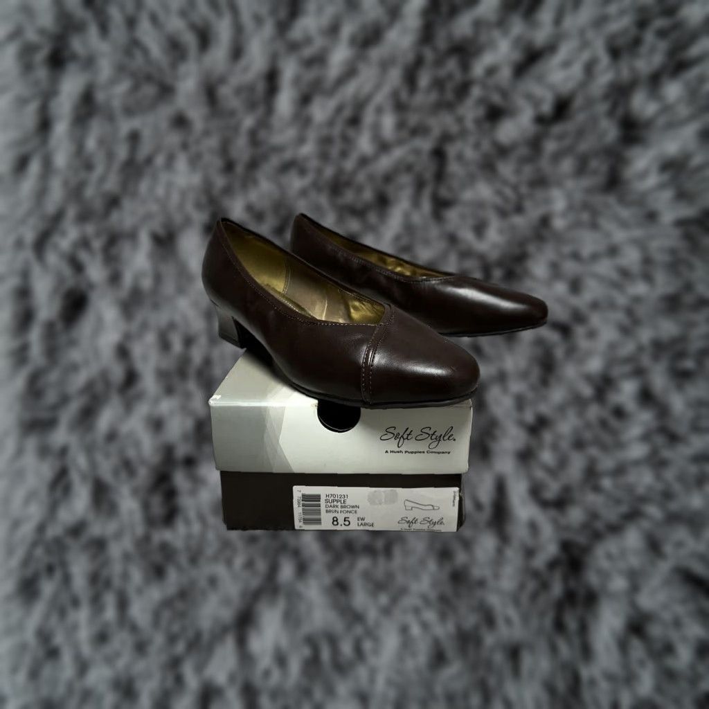 Hush Puppies Hush Puppies Pumps Size 8.5 Women's Pump Block Heel Dark Brown 90s Y2K Dark Academia Square Slip On Leather Insole Women Adults Shoes Size US 9 / IT 39 - 1 Thumbnail