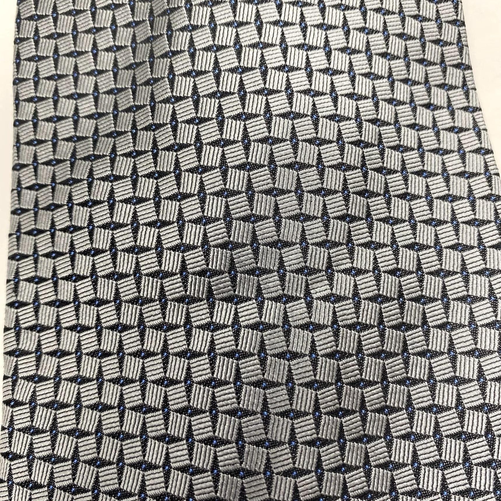 Robert Talbott Robert Talbott Tie Silk Geometric Silver Gray Big & Tall Hand Sewn USA Made Size ONE SIZE - 2 Thumbnail