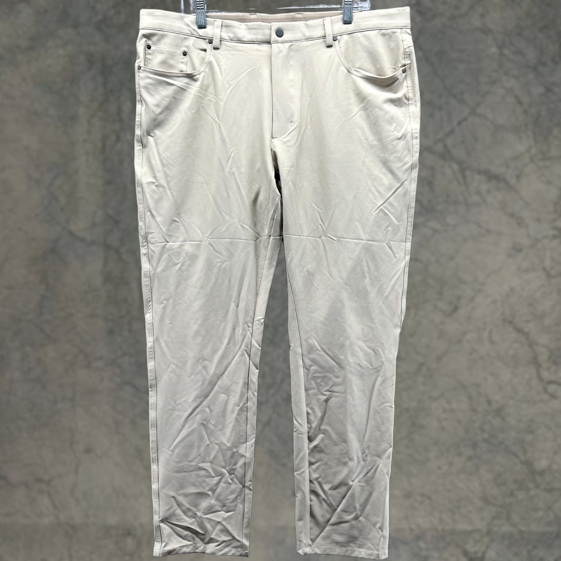 Vintage Greg Norman Pants Men 38x32 Khaki Chino Flat Front Beige Polyester Trousers Size US 38 / EU 54 - 1 Thumbnail