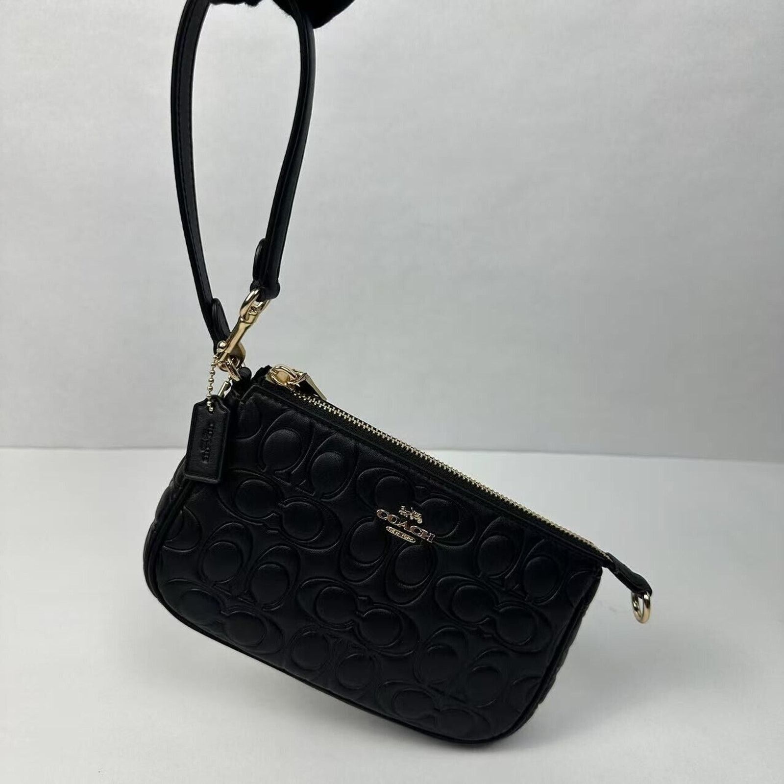 Coach Coach Wristlet Nolita 19 Signature Leather Embossed C Black Size ONE SIZE - 2 Thumbnail