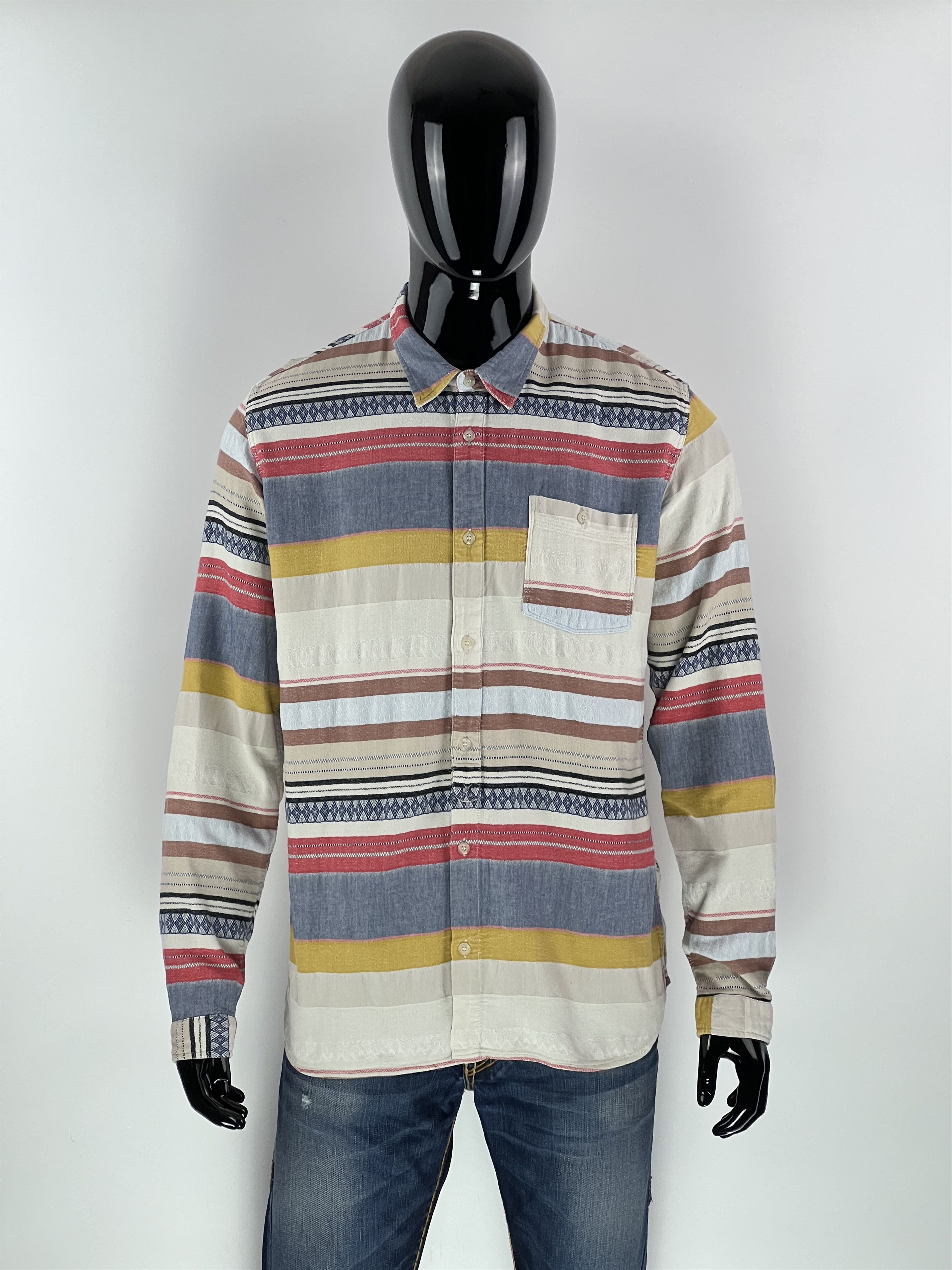 Edwin Edwin Men's Striped Cotton Button Up Shirt Size L/XL Size US XL / EU 56 / 4 - 1 Thumbnail