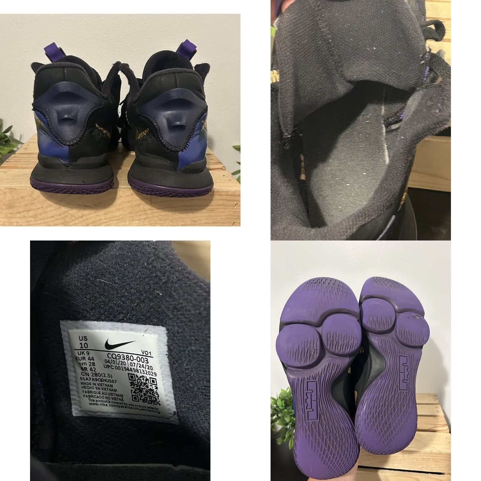 Nike Nike LeBron Witness V-Fierce Purple/Metallic Gold Sneaker CQ9380-003 Men's High Top Size 10 Black Leather Basketball Athletic Shoes Size US 9 / EU 42 - 8 Thumbnail