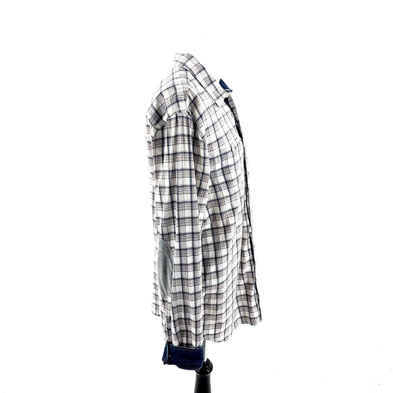 Buffalo David Bitton Buffalo David Bitton XL Tan Blue Plaid Slip Cuff Pocket Dres Size US XL / EU 56 / 4 - 8 Thumbnail