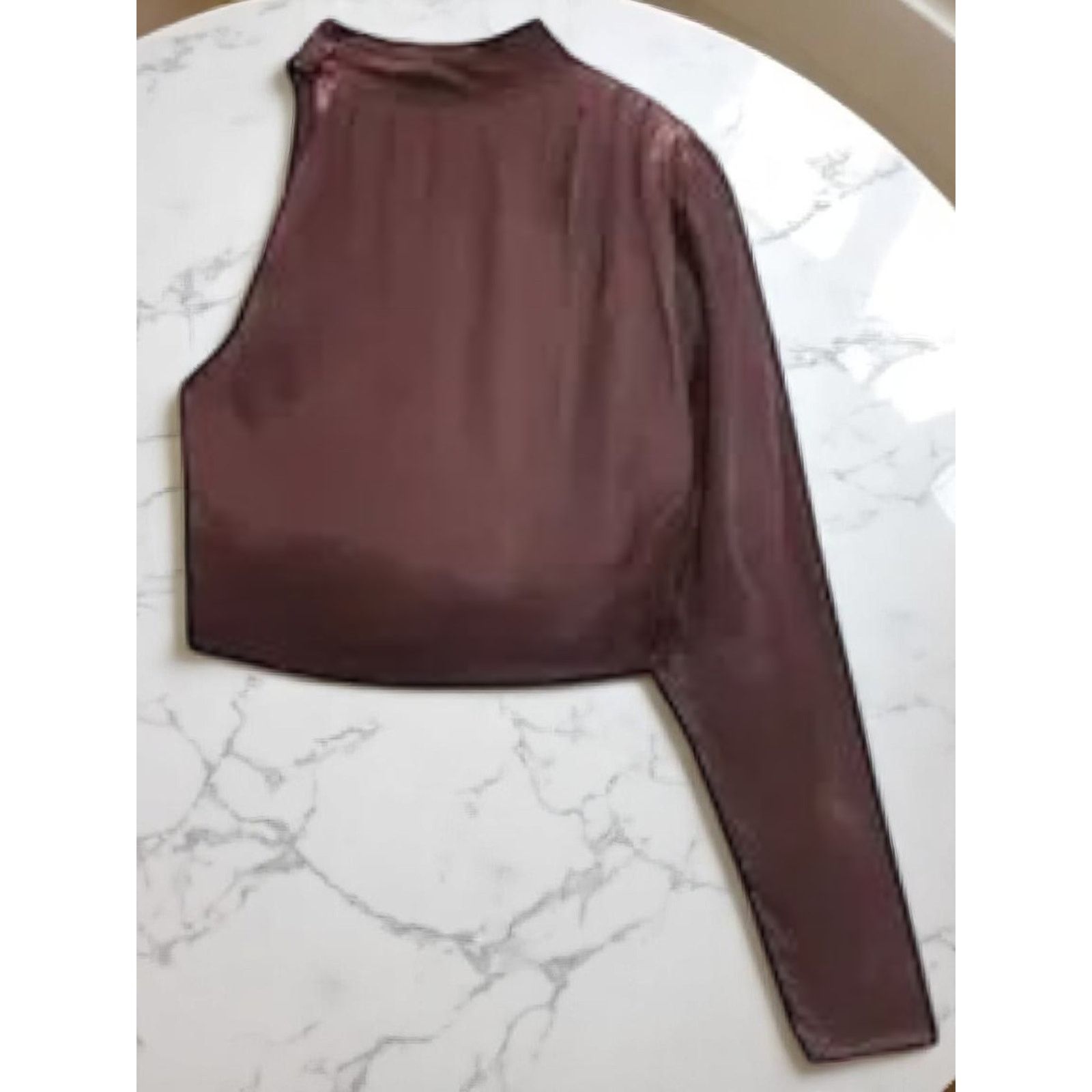 Zara Zara Brown High Collar One Sleeve Crop Top - Size XS - NWT Size XS / US 0-2 / IT 36-38 - 6 Thumbnail
