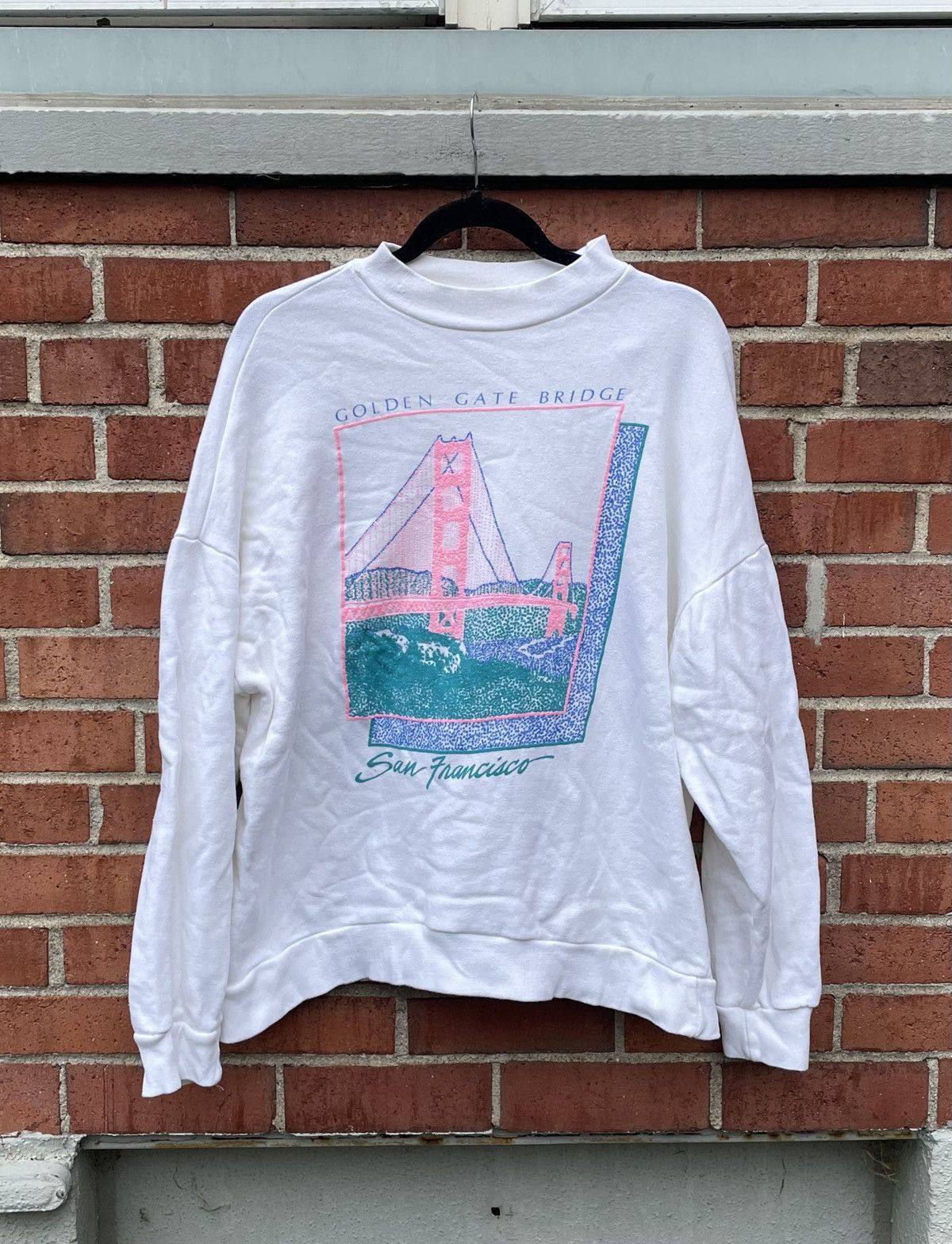 Vintage 90s San Francisco Golden Gate Bridge Neon Puff Print Crew Size US XL / EU 56 / 4 - 1 Thumbnail