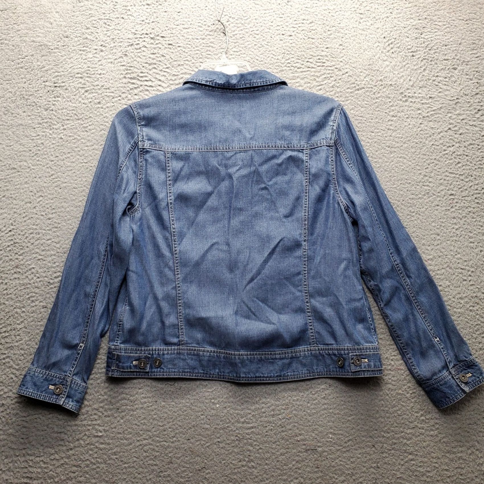 Vintage L.L. Bean Trucker Jacket Womens M Blue Denim Stars Sunflower Patches Button Front Size M / US 6-8 / IT 42-44 - 2 Thumbnail
