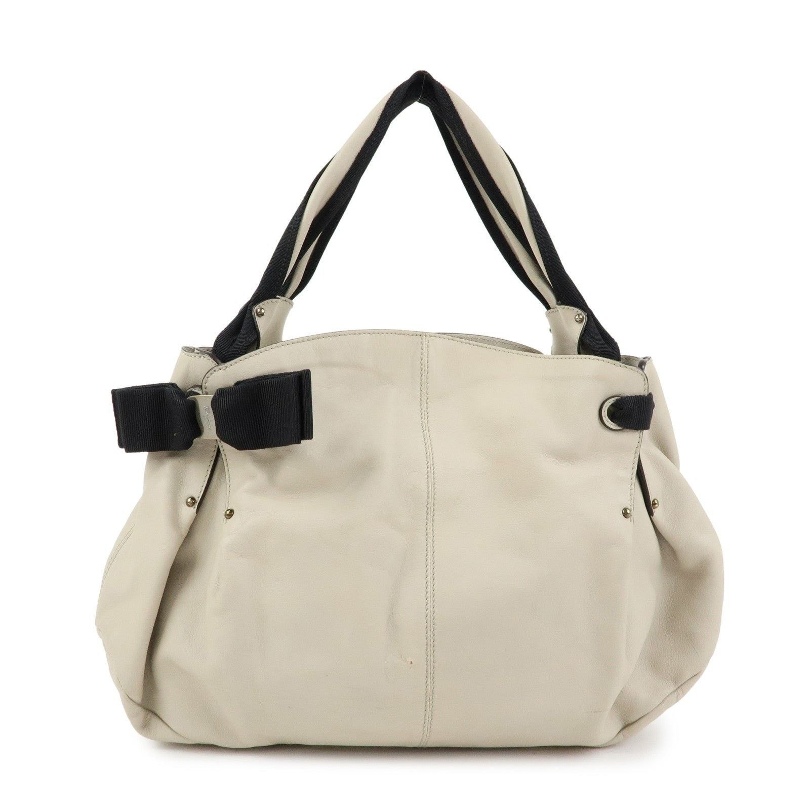 Salvatore Ferragamo Ferragamo Vara Ribbon Calfskin Shoulder Bag Beige Size ONE SIZE - 1 Thumbnail