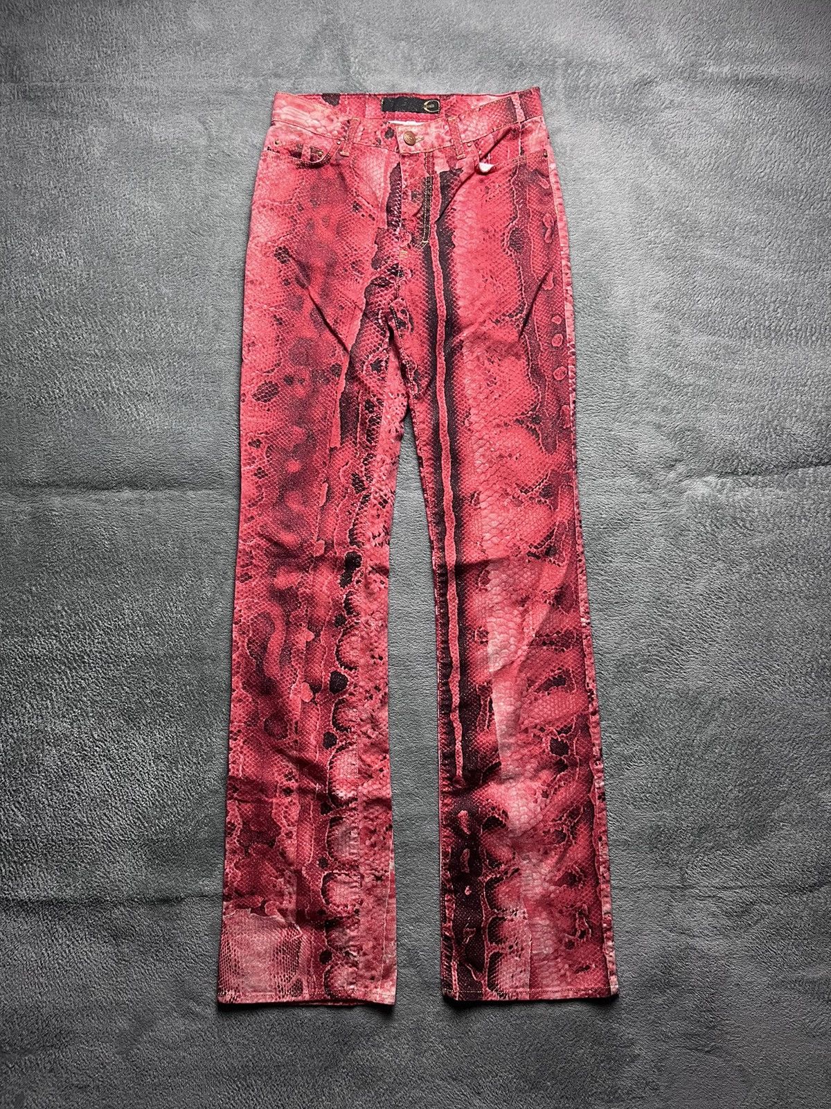 Just Cavalli Just cavalli - Python Snake Skin Flared Pants Size 26" / US 2 / IT 38 - 1 Thumbnail