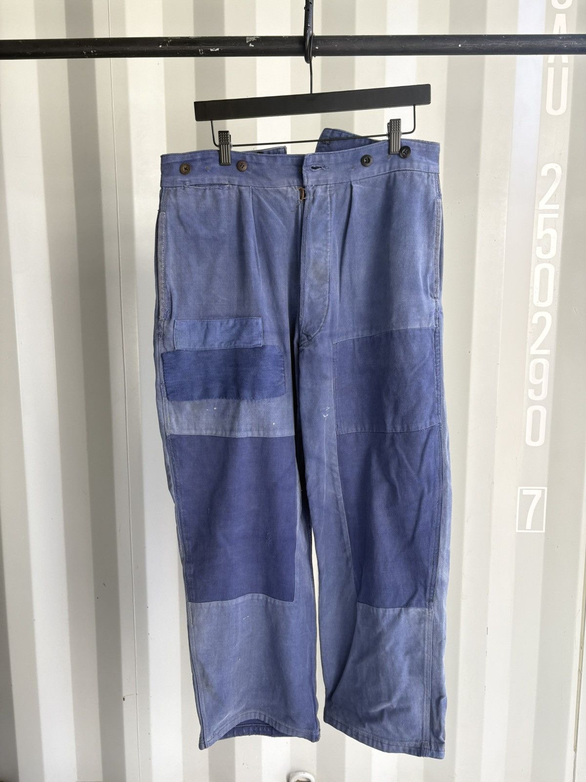 French Chore Pants Workwear Distressed Sun Faded