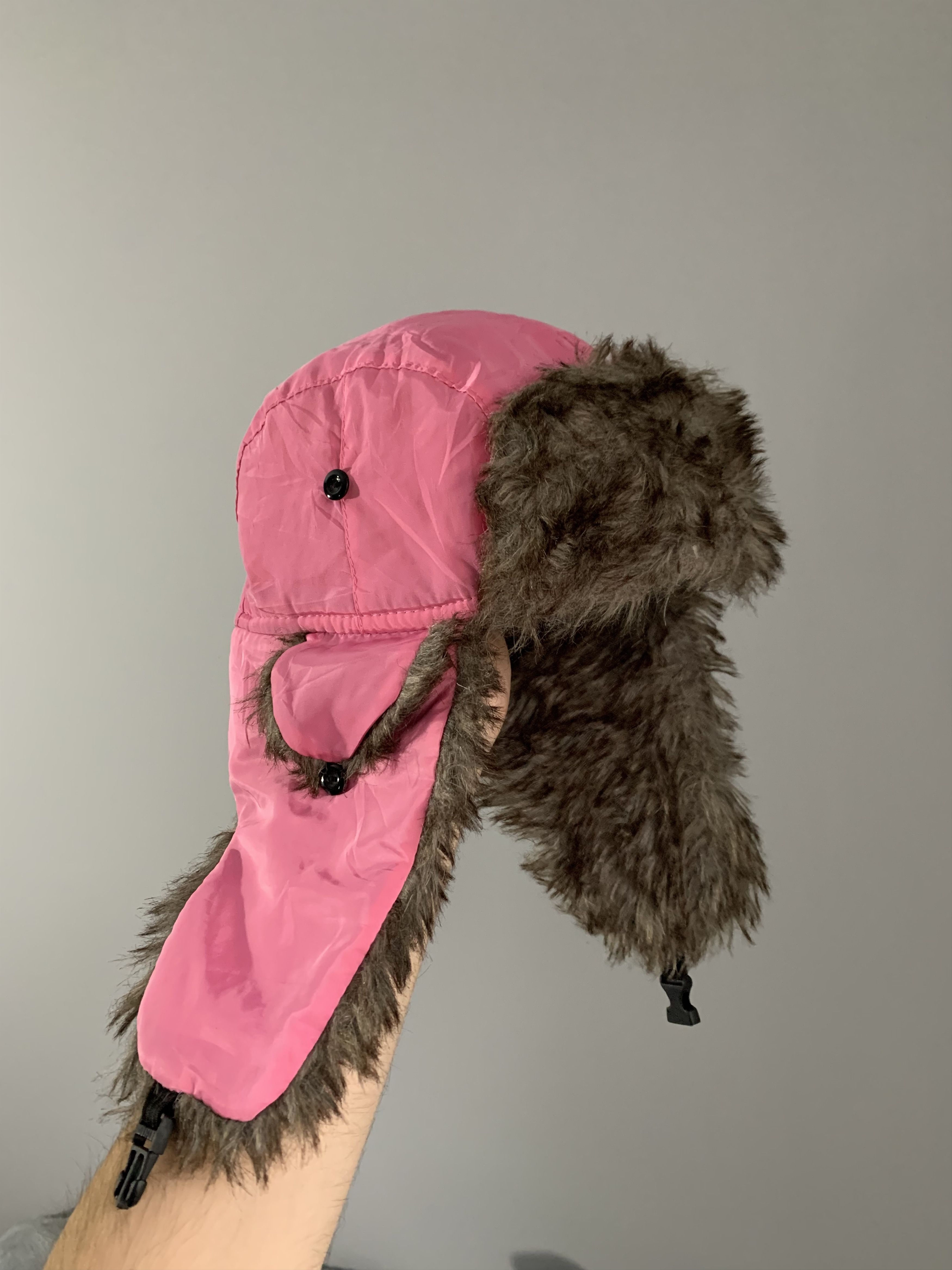 Y2K Faux Fur Ushanka Vintage Fuzzy Warm Pink Trapper Hat