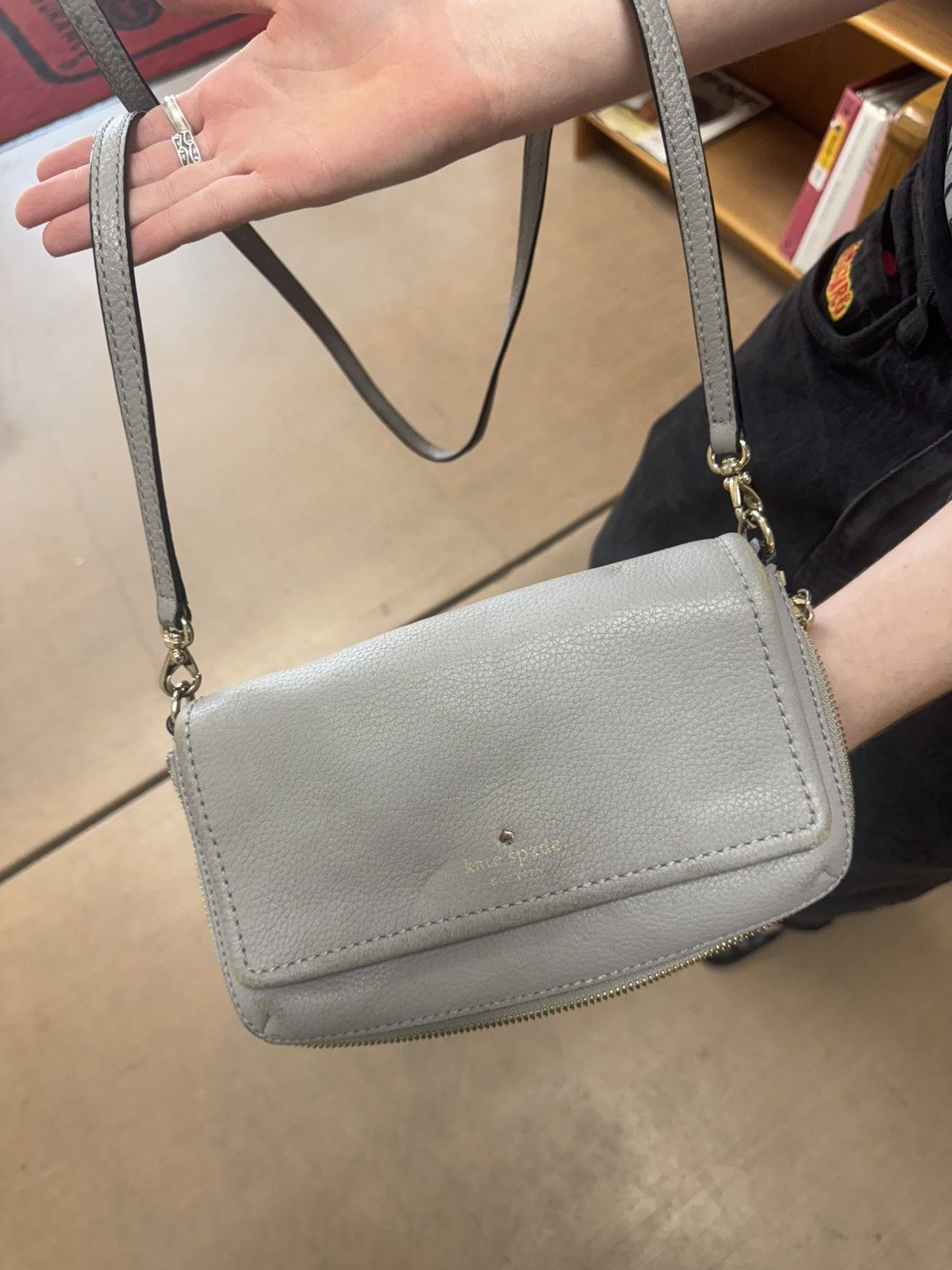 Kate Spade Gray Pebbled Leather Crossbody Bag