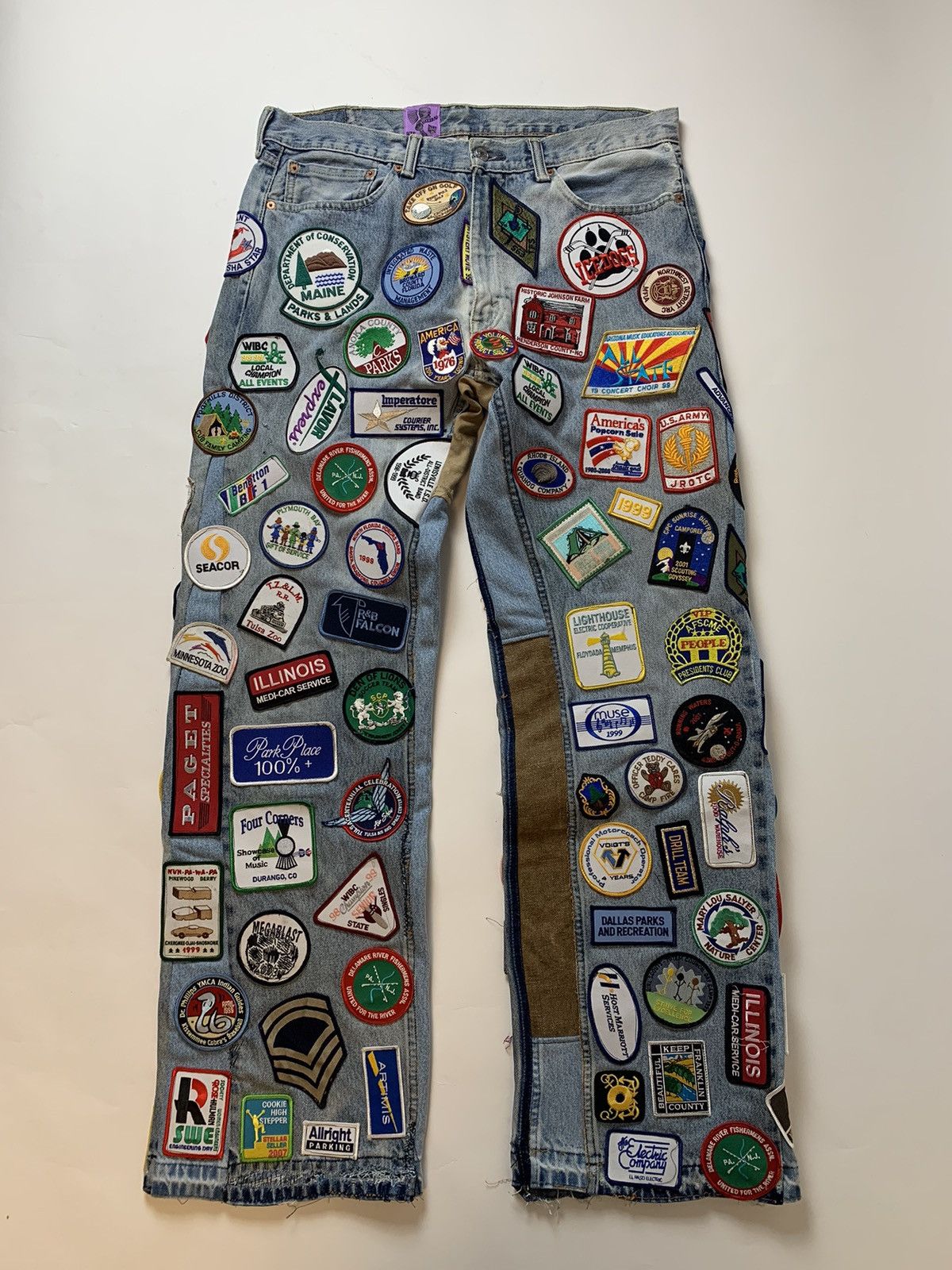 image of Vintage Bizzrad Patchworked Flared Denim in Blue, Men's (Size 36)