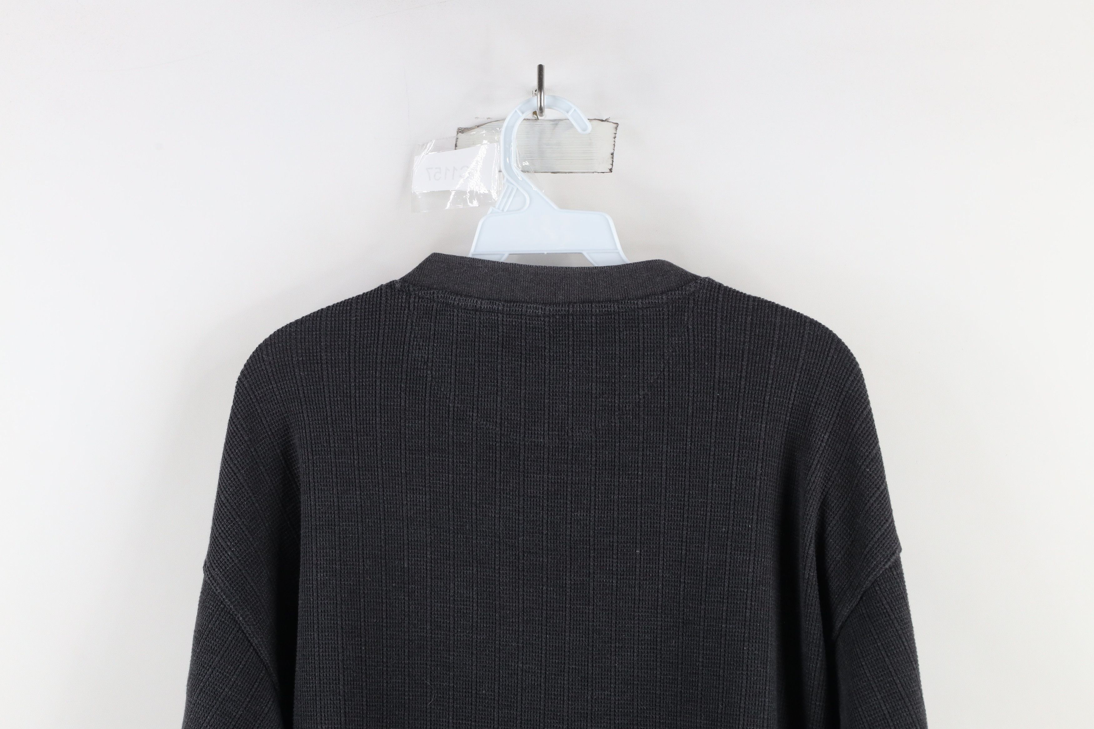 Vintage Vintage 90s Streetwear Waffle Knit Henley T-Shirt Gray Size US L / EU 52-54 / 3 - 8 Thumbnail