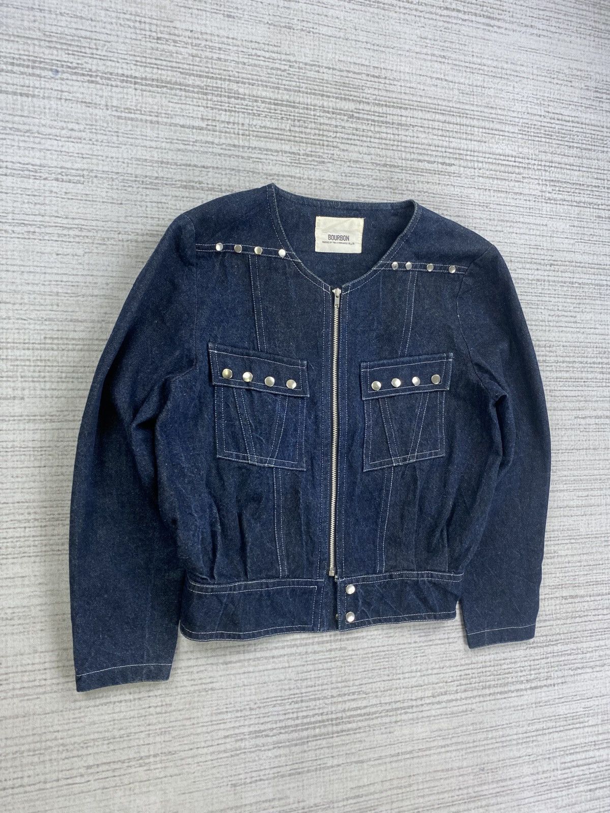 Vintage 🔥Rare Vintage Bourbon Punk Cropped Denim Jacket Size M / US 6-8 / IT 42-44 - 3 Thumbnail
