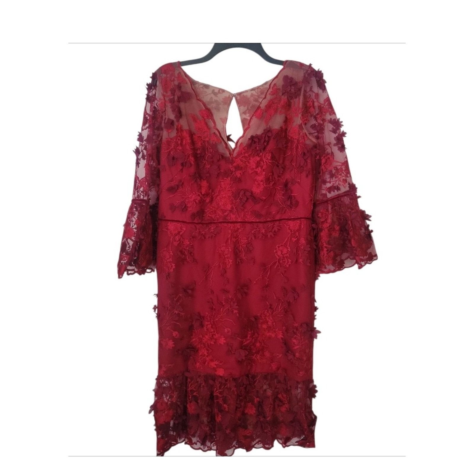 Marchesa Marchesa Notte Appliqué Flowers Cocktail In Burgundy Size 12 Size XL / US 12-14 / IT 48-50 - 2 Thumbnail
