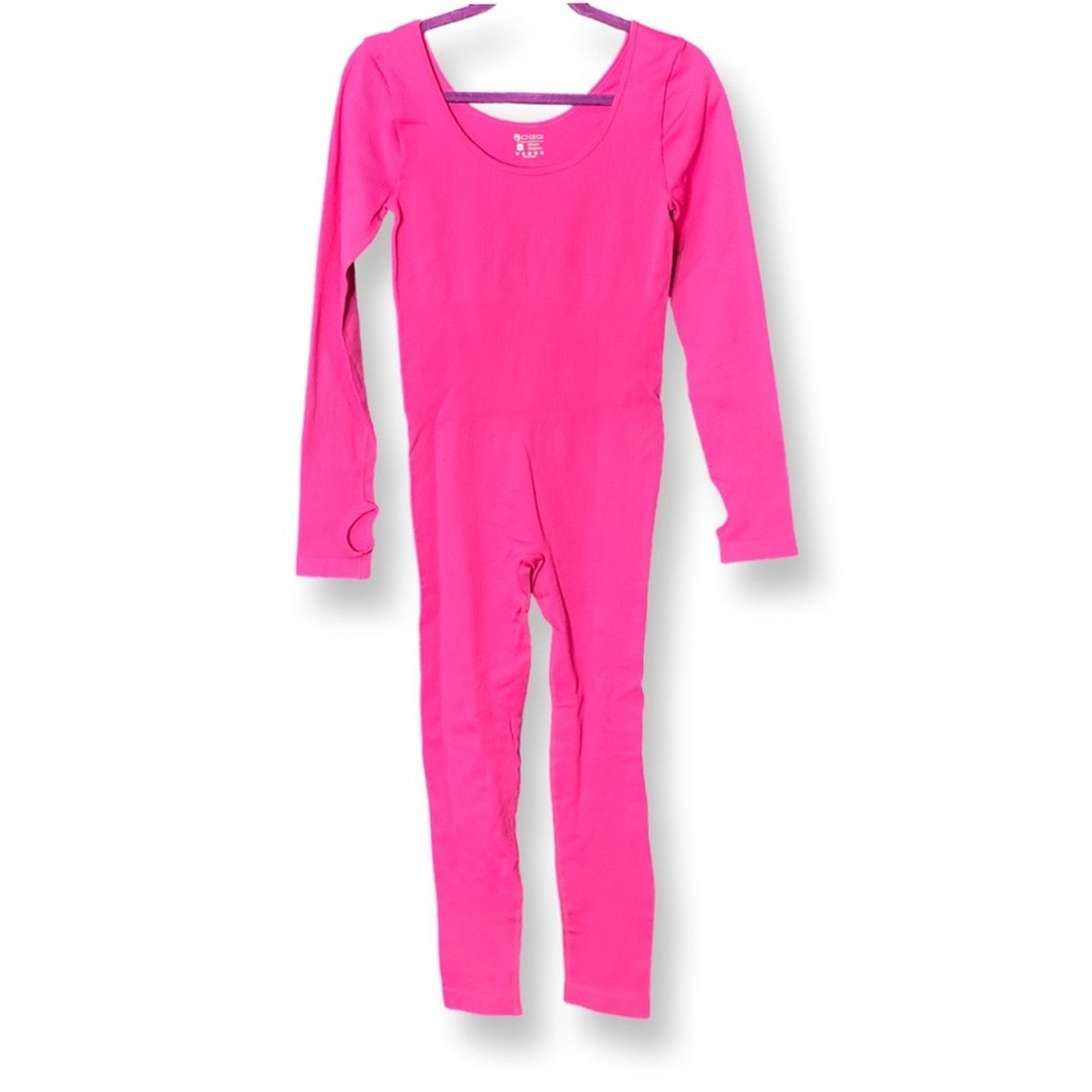 Other NWOT Pink Ribbed Long Sleeve Jumpsuit Size 29" - 4 Thumbnail