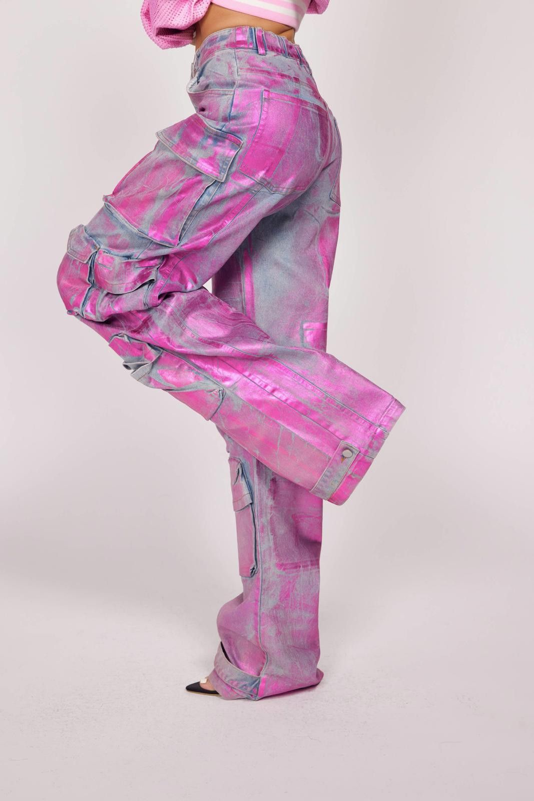 Other Metallic Chic Pink Cargo Pants by WFFS Size 28" / US 6 / IT 42 - 6 Thumbnail