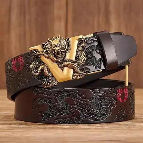 Japanese Brand Dragon Pattern Automatic Buckle Belt Size ONE SIZE - 3 Thumbnail