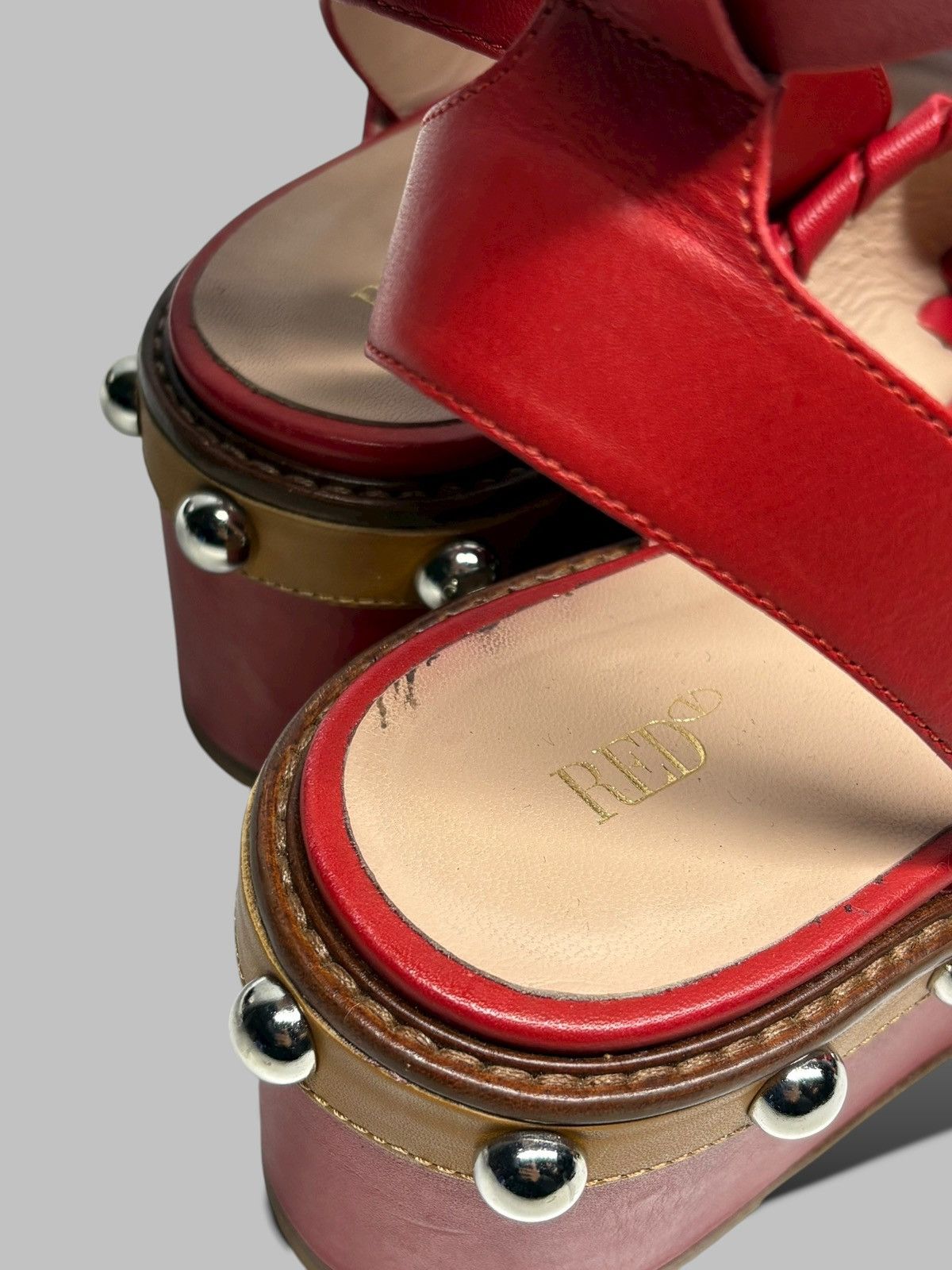 RED Valentino Red Valentino Studded Platform Sandals Hot Red 800$ RRP Size US 8 / IT 38 - 14 Thumbnail