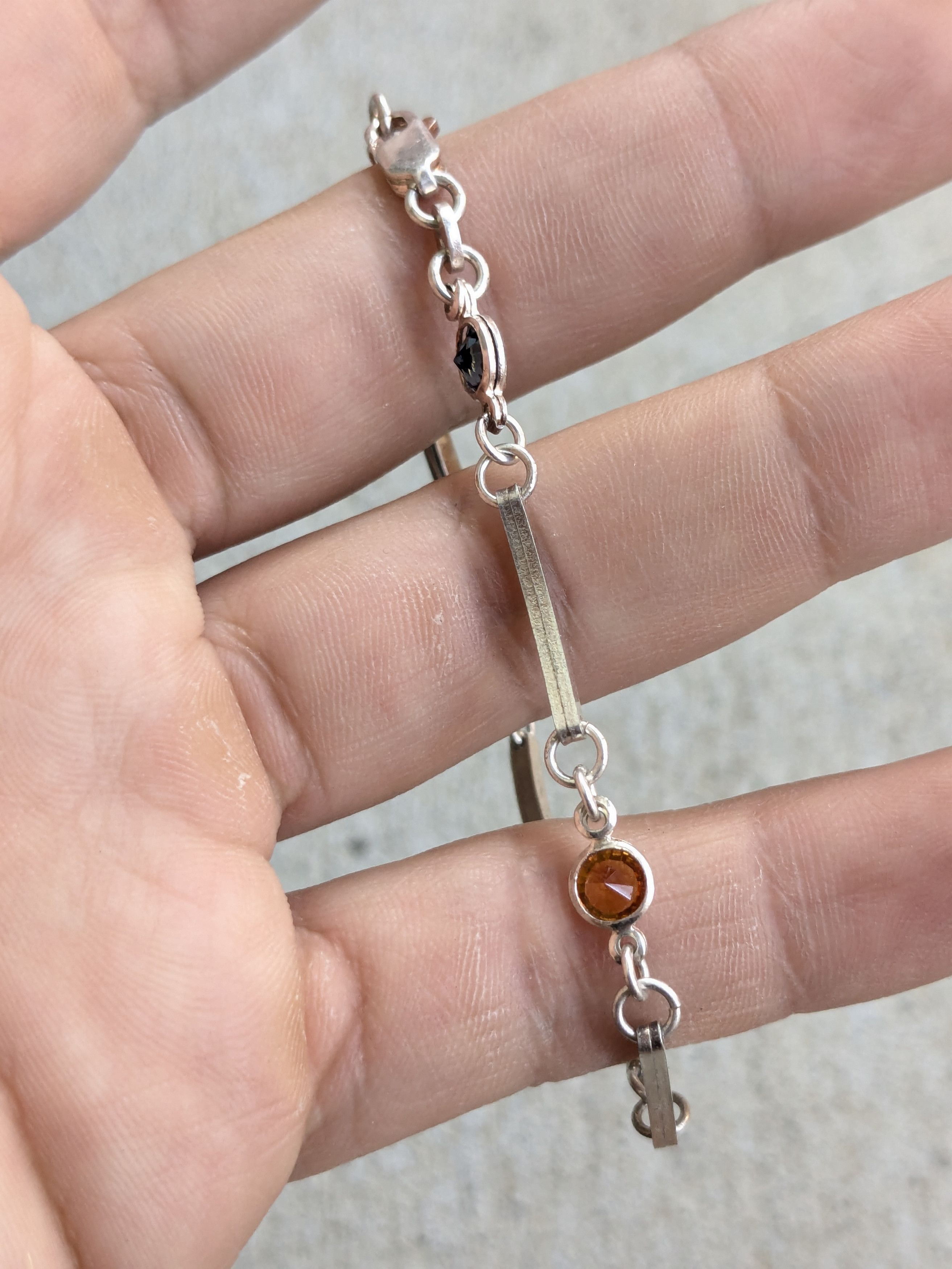 Jewelry Vintage Sterling Silver Bracelet Hexagon Chain 7" Y2K Size ONE SIZE - 10 Thumbnail