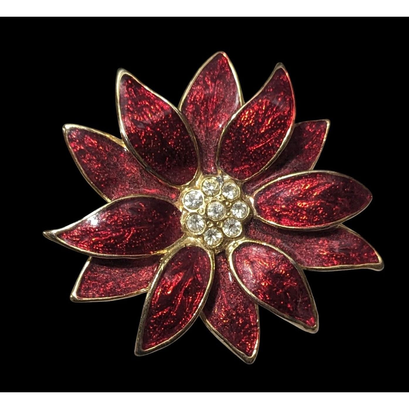 Other Vintage SFJ Christmas Enameled Poinsettia Brooch Size ONE SIZE - 1 Thumbnail